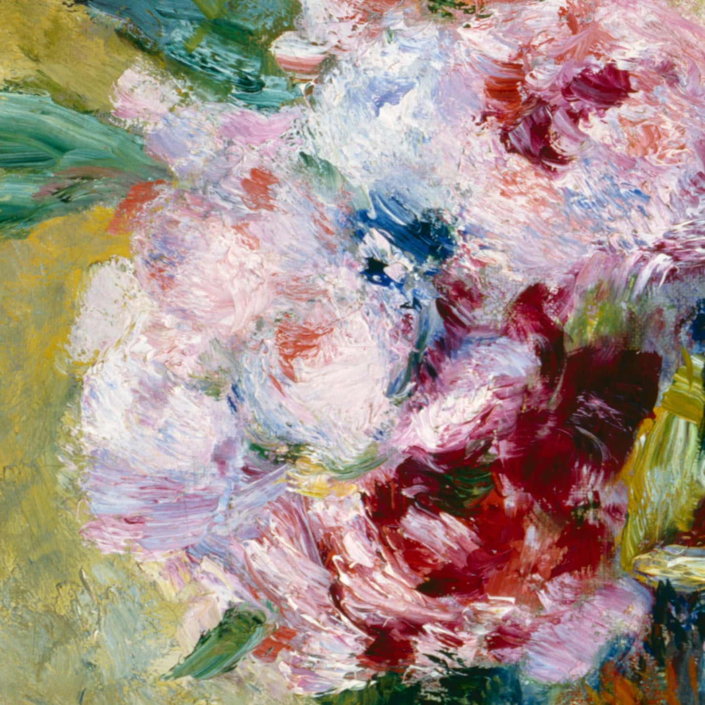 Renoir Bouquet in a Vase: 3D Textured Oil Painting Reproduction
