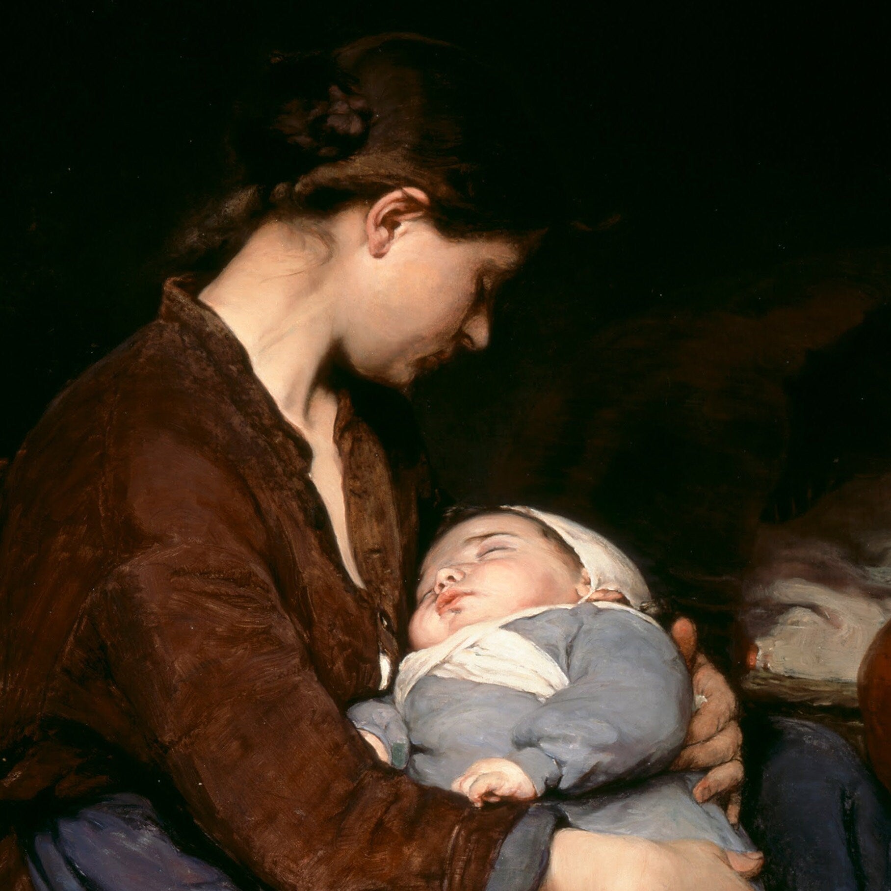 A Mother by Elizabeth Nourse, 3d Printed with texture and brush strokes looks like original oil painting.
