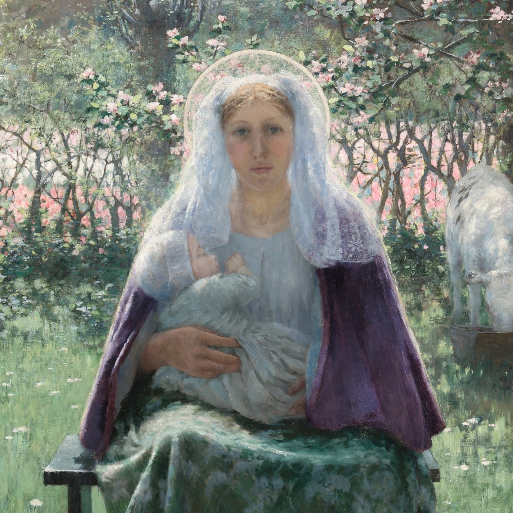 The Blessed Mother 3D Print by George Hitchcock: Textured Oil Painting Replica