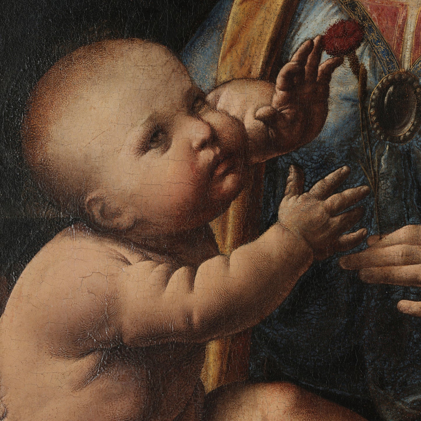 Madonna of the Carnation 3D Print: Leonardo da Vinci Textured Oil Painting