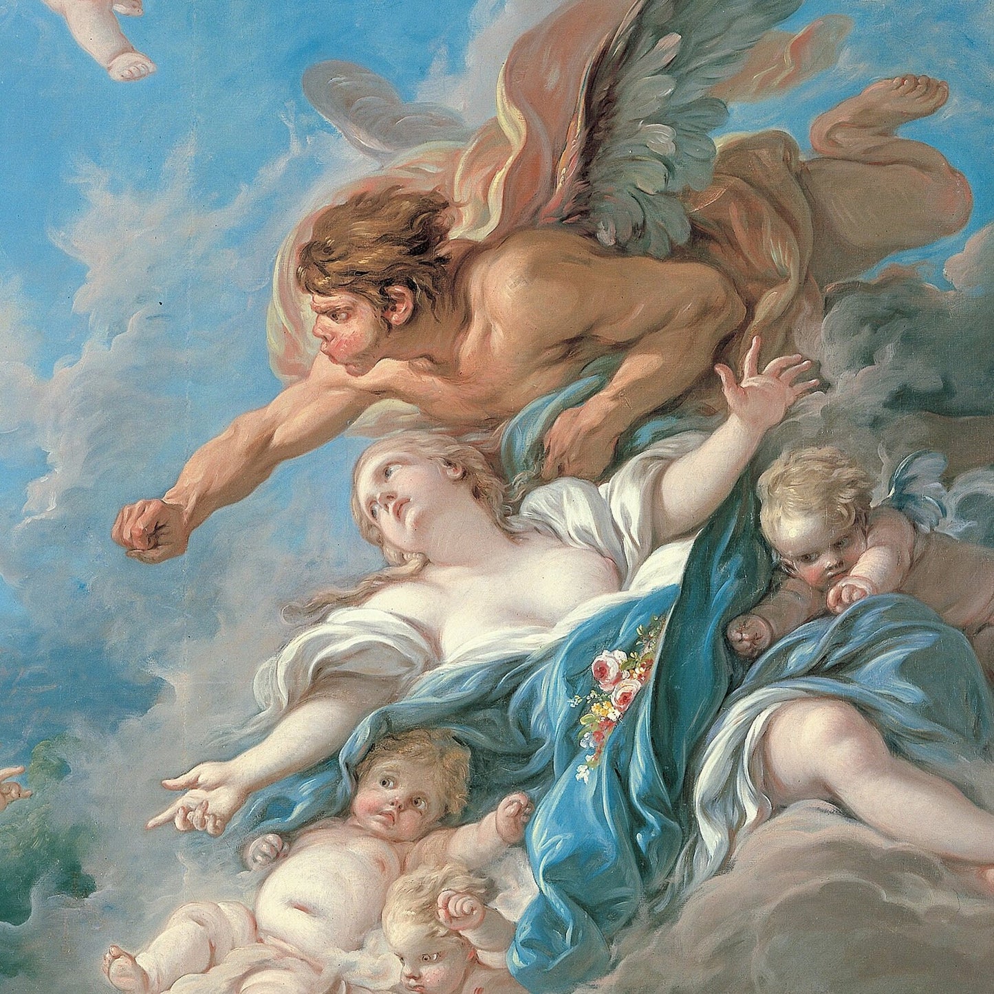 Boreas Abducting Oreithyia by François Boucher, 3d Printed with texture and brush strokes looks like original oil painting.