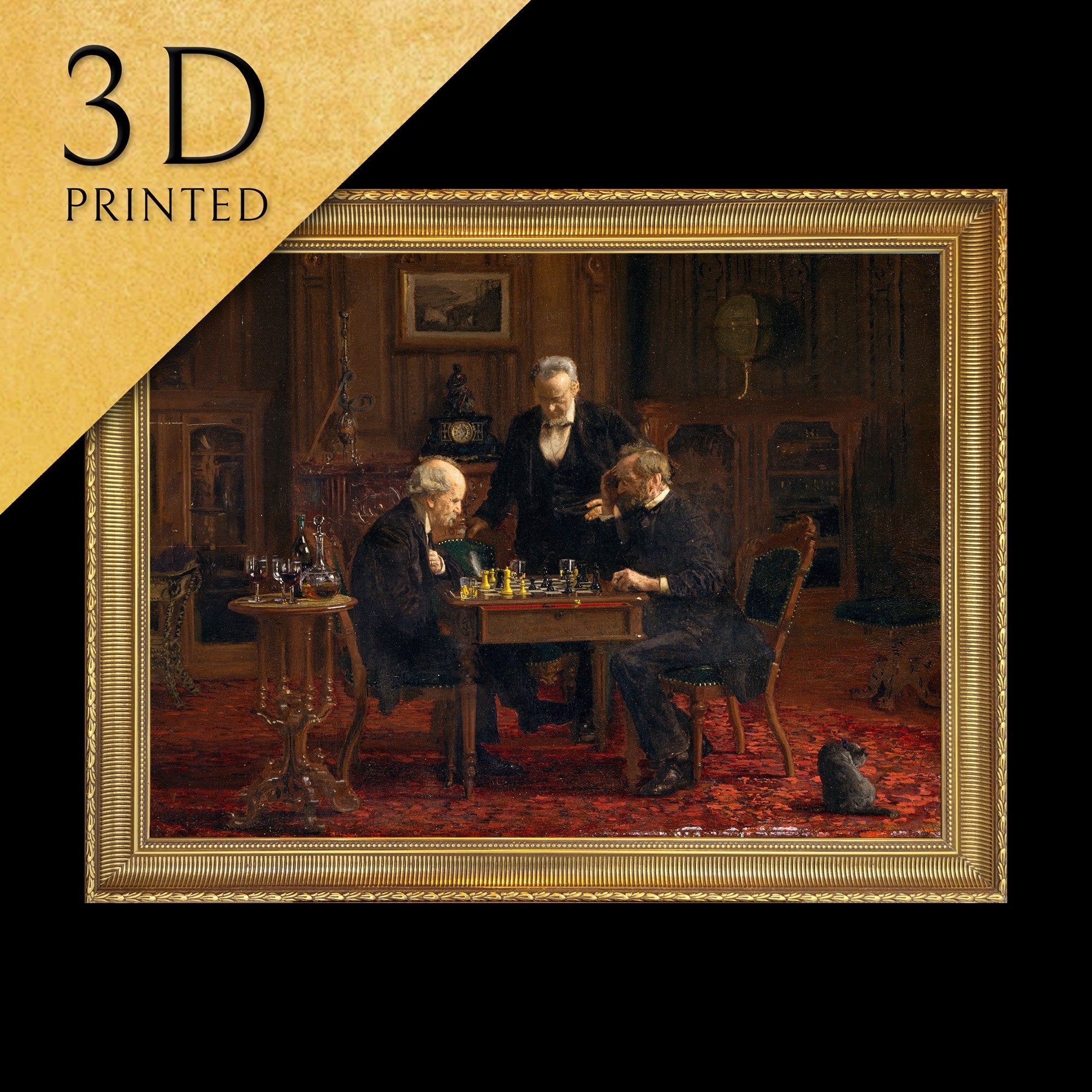 The Chess Players by Thomas Eakins, 3d Printed with texture and brush  strokes looks like original oil painting. - 10