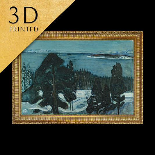 Winter Night by Edvard Munch, 3d Printed with texture and brush strokes looks like original oil painting.