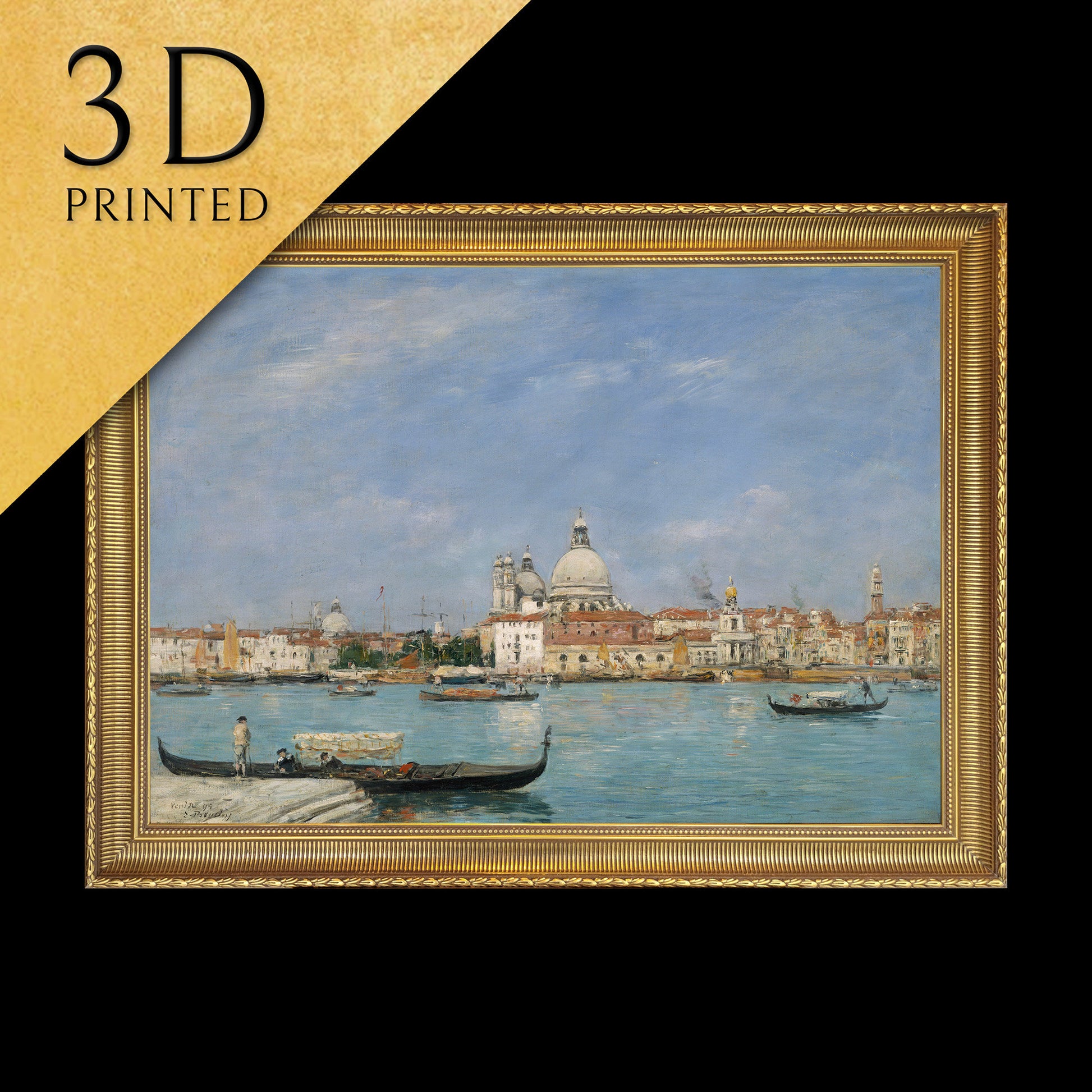 Venice, Santa Maria della Salute by Eugene Boudin, 3d Printed with texture and brush strokes looks like original oil painting