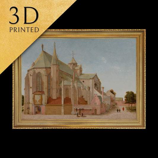 The Mariaplaats with Mariakerk Utrecht by Pieter Jansz Saenredam,3d Printed with texture and brush strokes looks like original oil painting