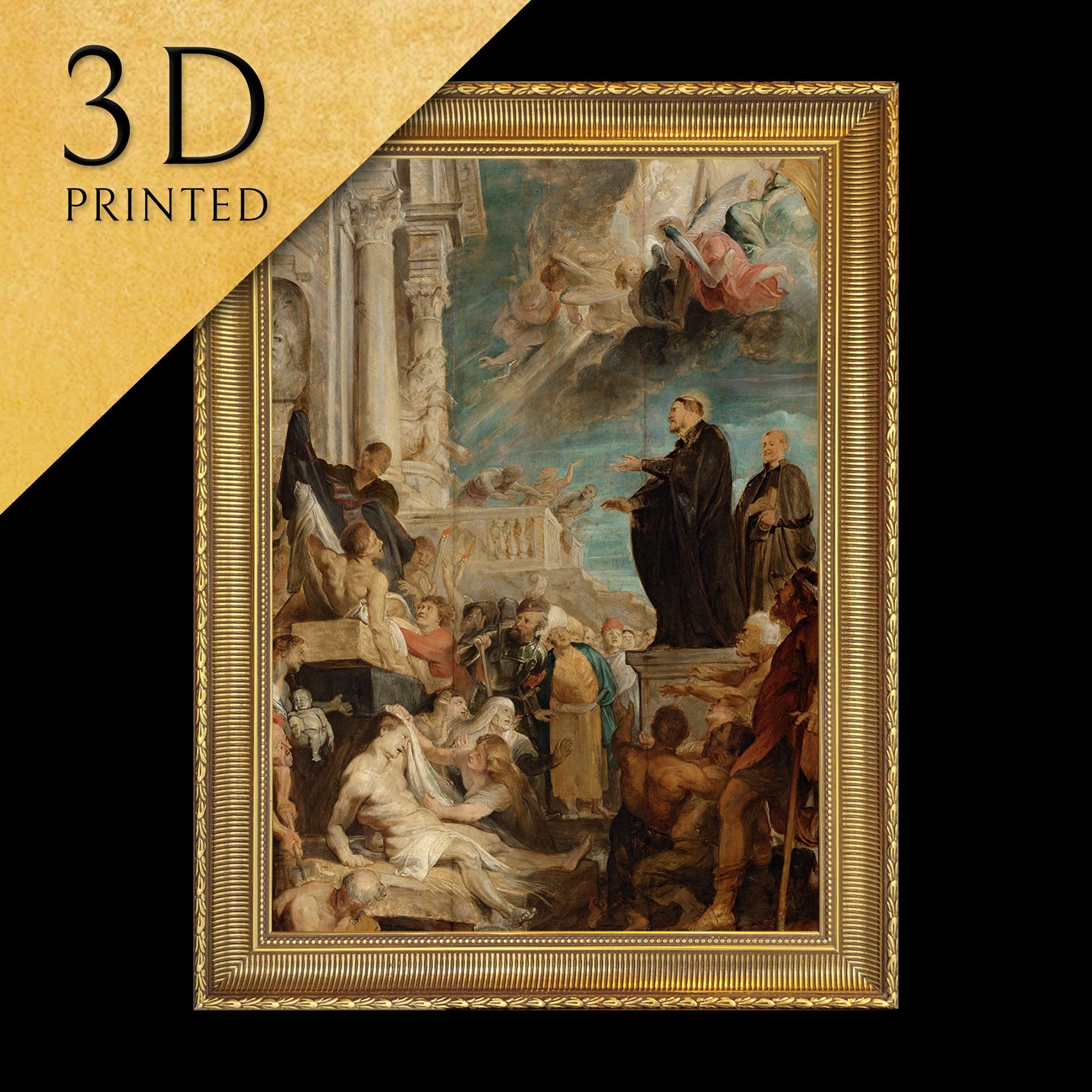 The miracles of St. Francis Xavier by Peter Paul Rubens 3d Printed with texture and brush strokes looks like original oil painting