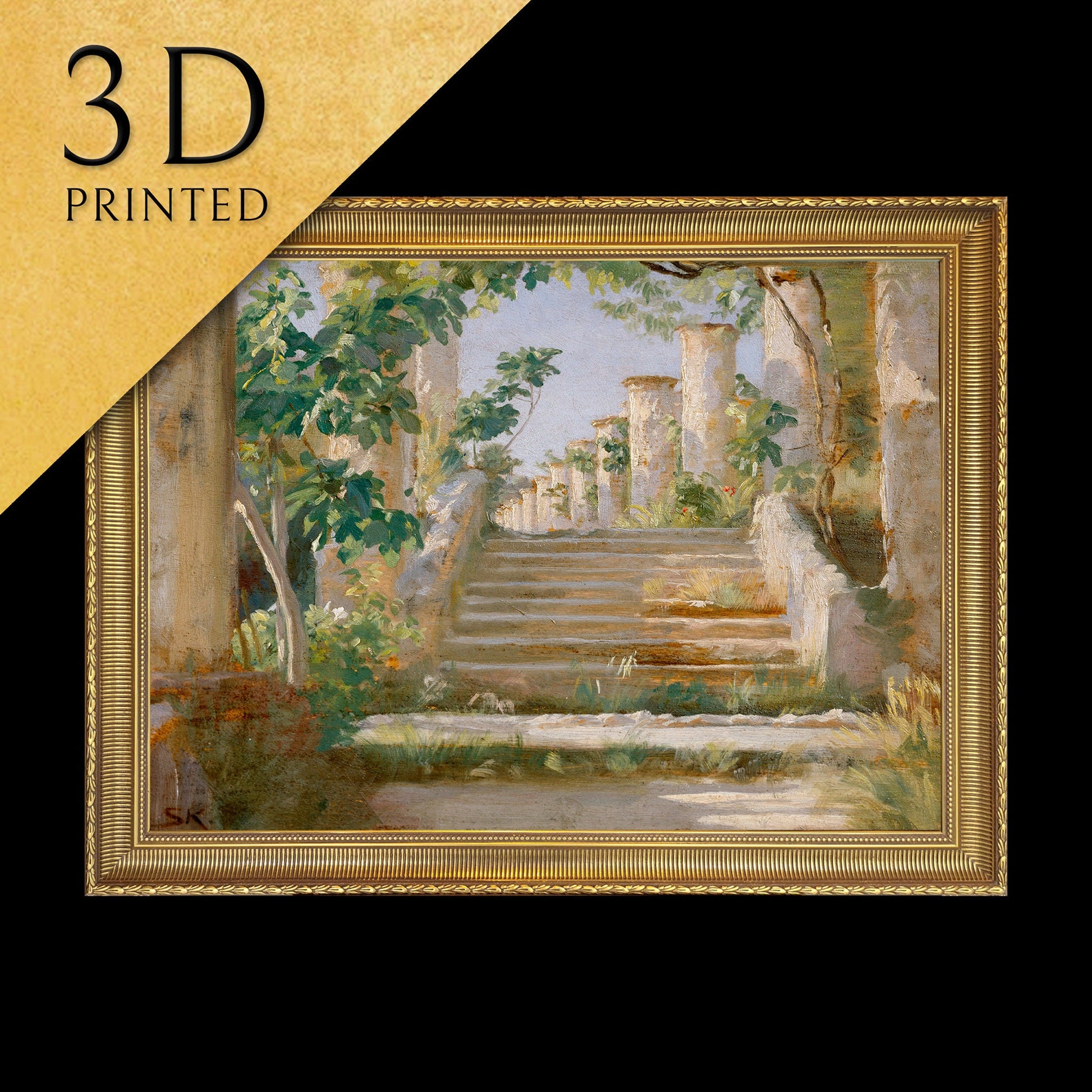 Loggia in Ravello by Peder Severin Krøyer, 3d Printed with texture and brush strokes looks like original oil painting.