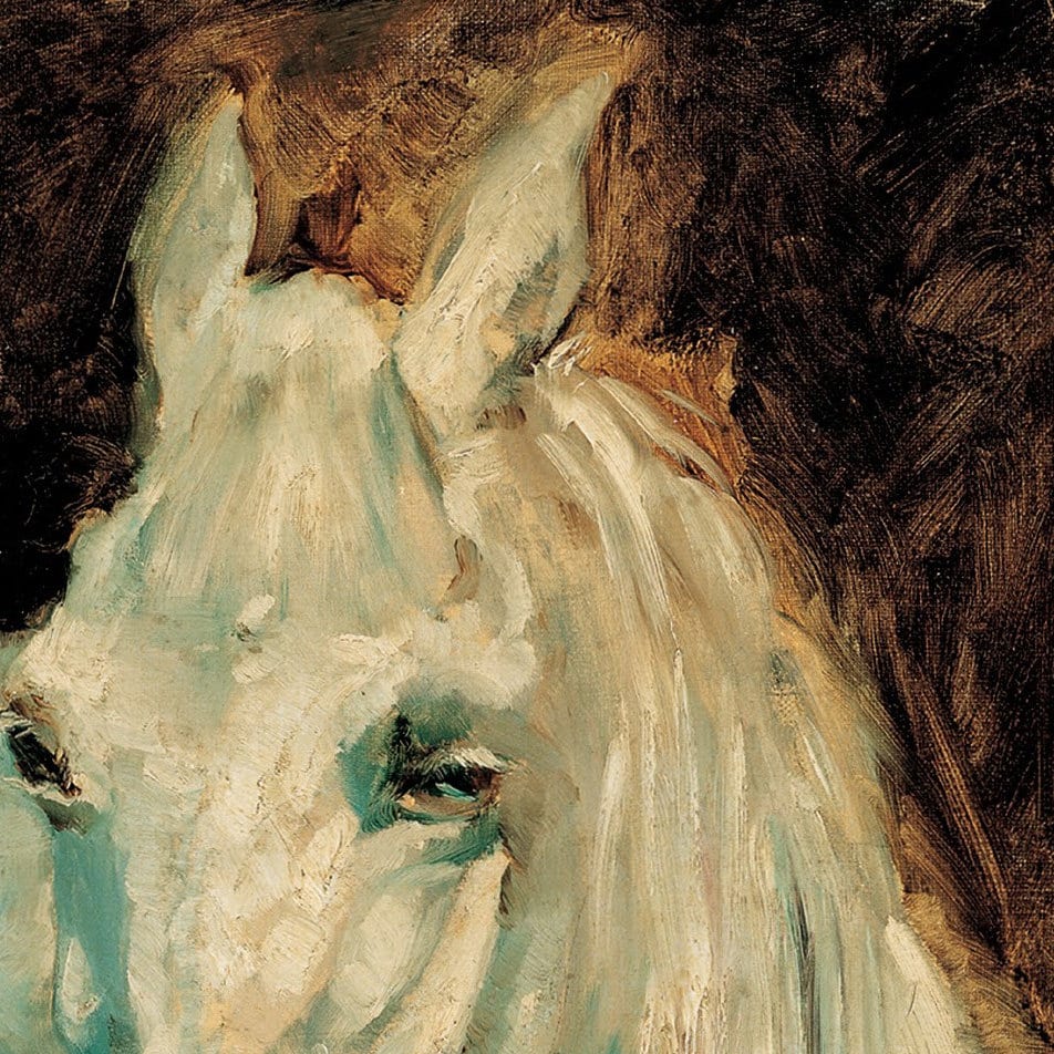 Toulouse Lautrec White Horse Gazelle 3D Print: Textured Oil Painting Replica