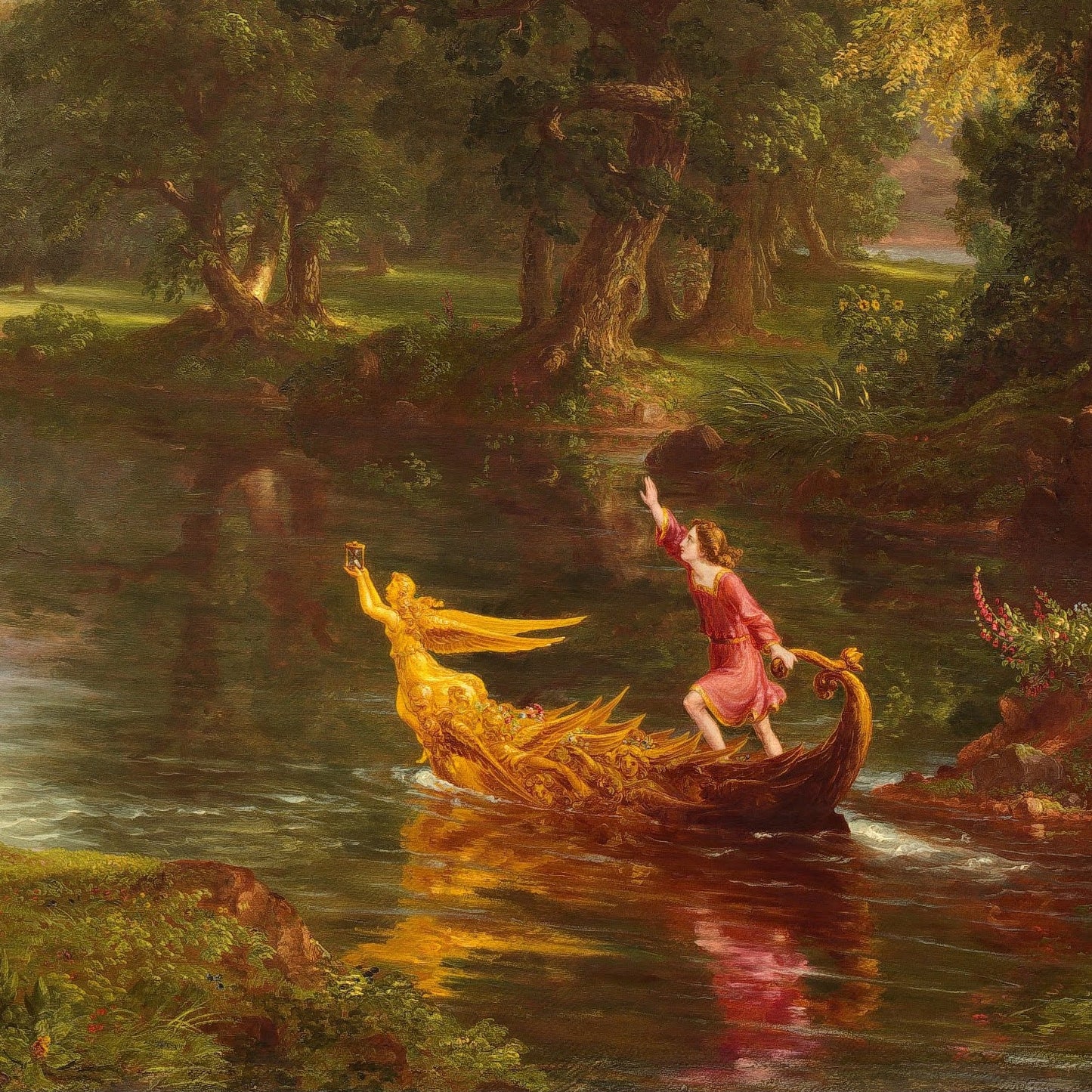 The Voyage of Life Youth by Thomas Cole, 3d Printed with texture and brush strokes looks like original oil painting.