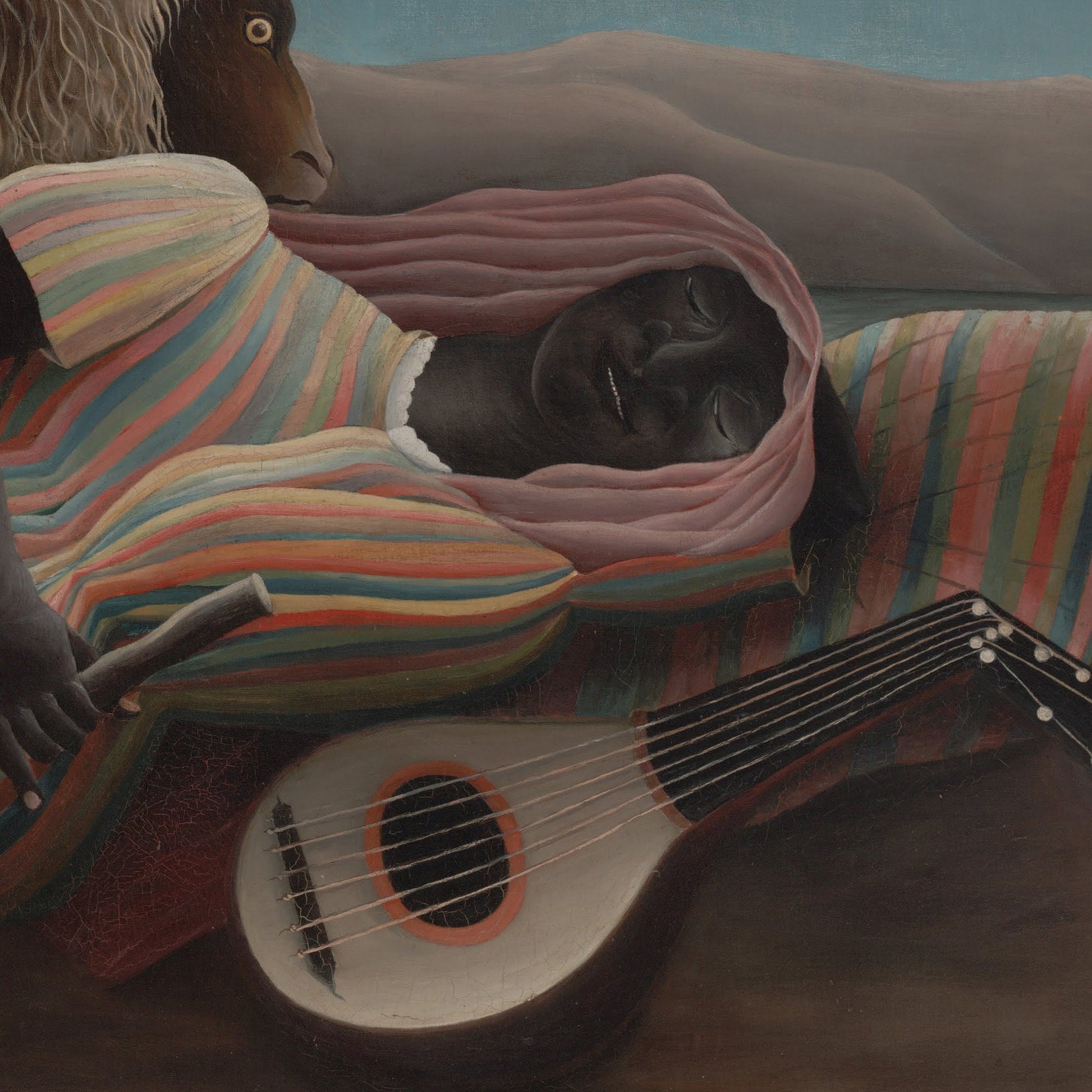 The Sleeping Gypsy by Henri Rousseau, 3d Printed with texture and brush strokes looks like original oil painting.