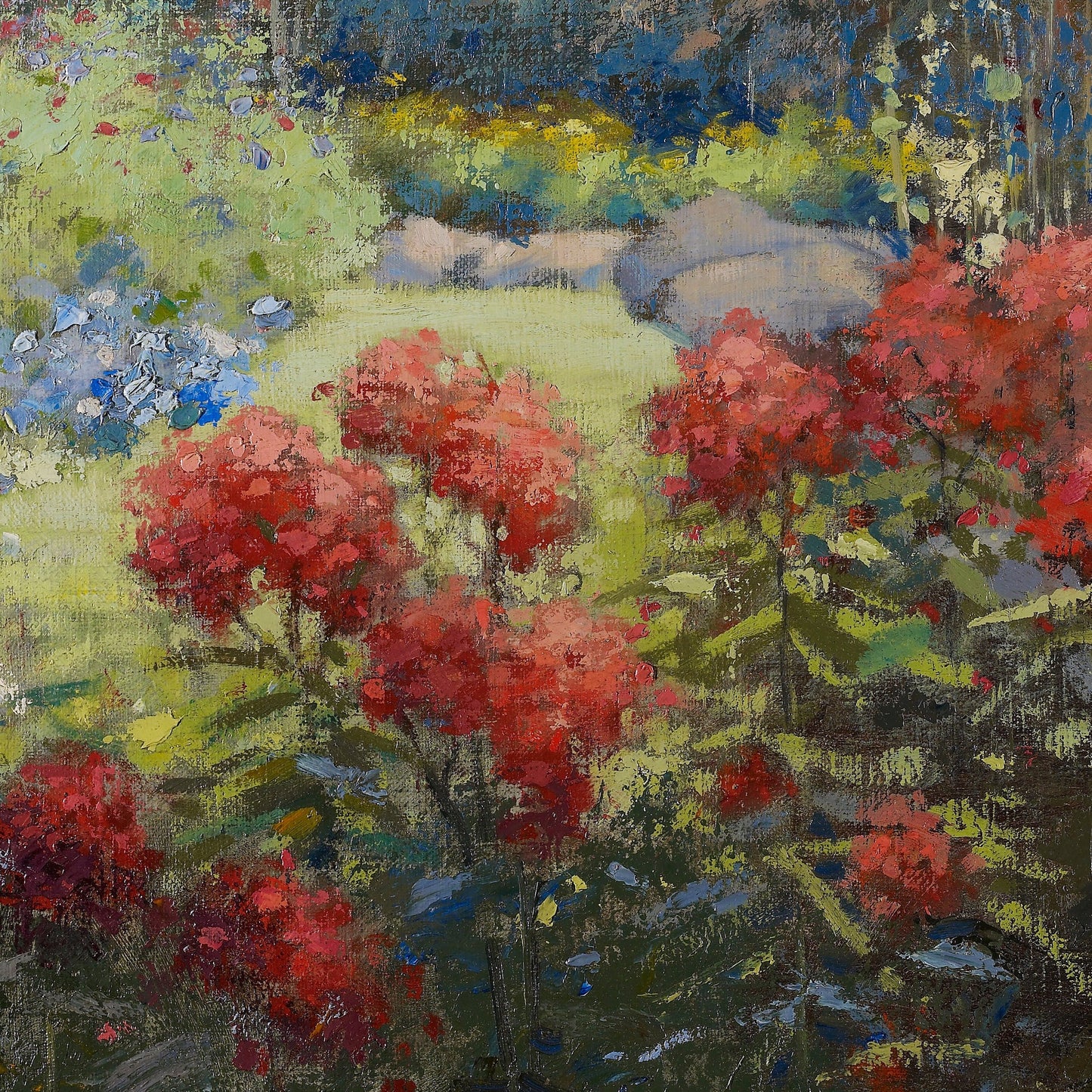 A Garden in September by Mary Hiester Reid, 3d Printed with texture and brush strokes looks like original oil painting.