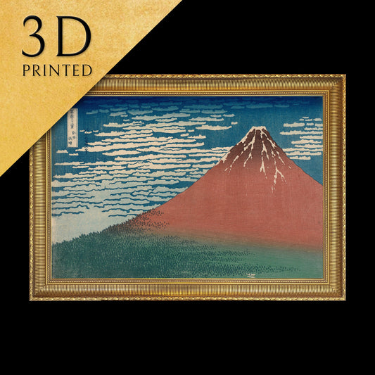 Fine Wind, Clear Weather by Hokusai, 3d Printed with texture and brush strokes looks like original oil painting.