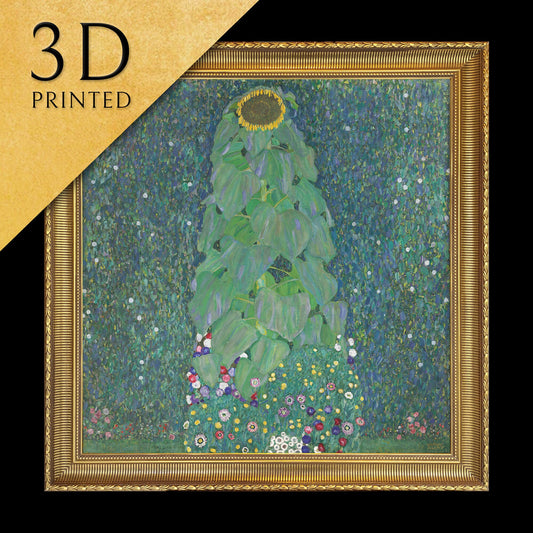 Sunflower by Gustav Klimt, 3d Printed with texture and brush strokes looks like original oil painting.