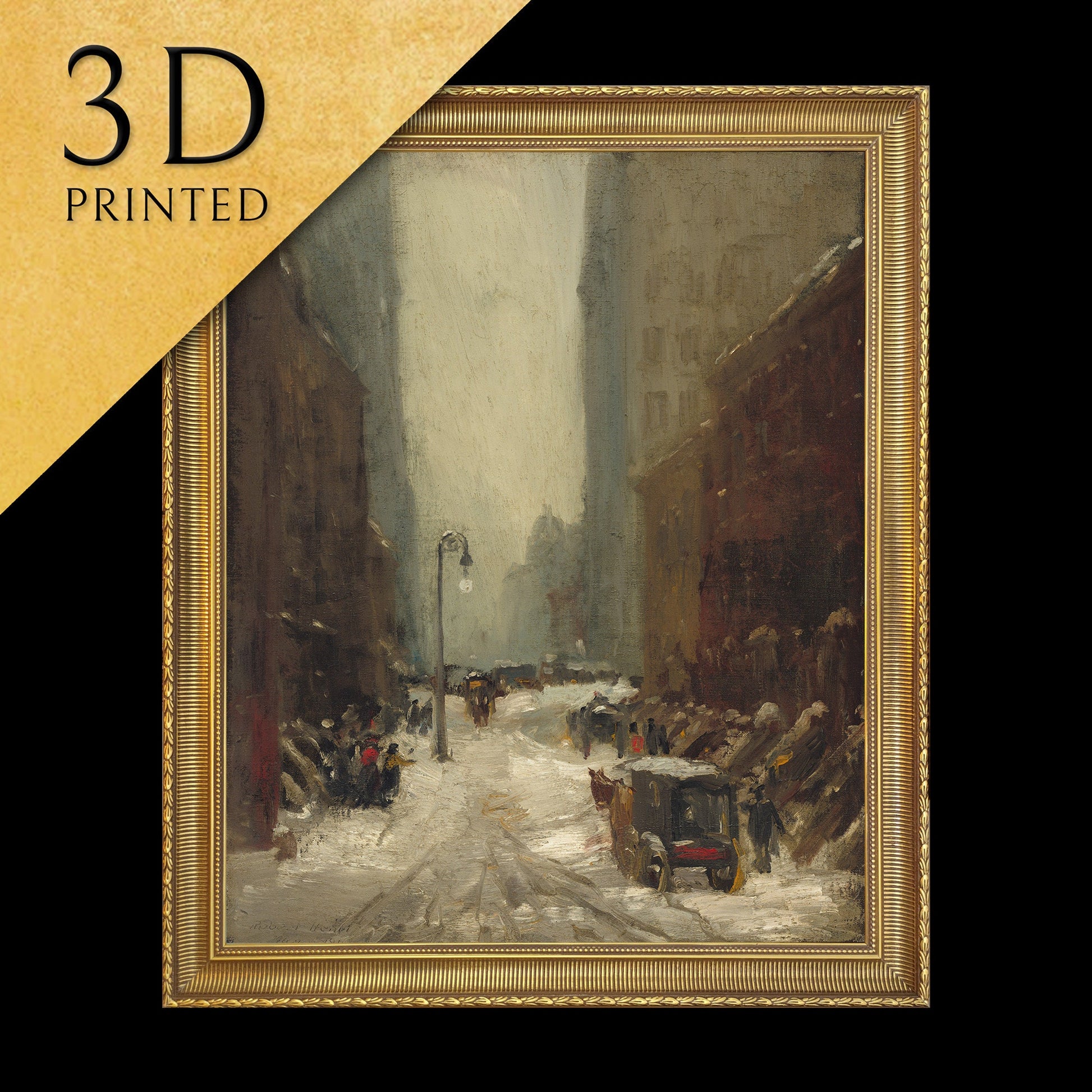 Snow in New York by Robert Henri, 3d Printed with texture and brush strokes looks like original oil painting