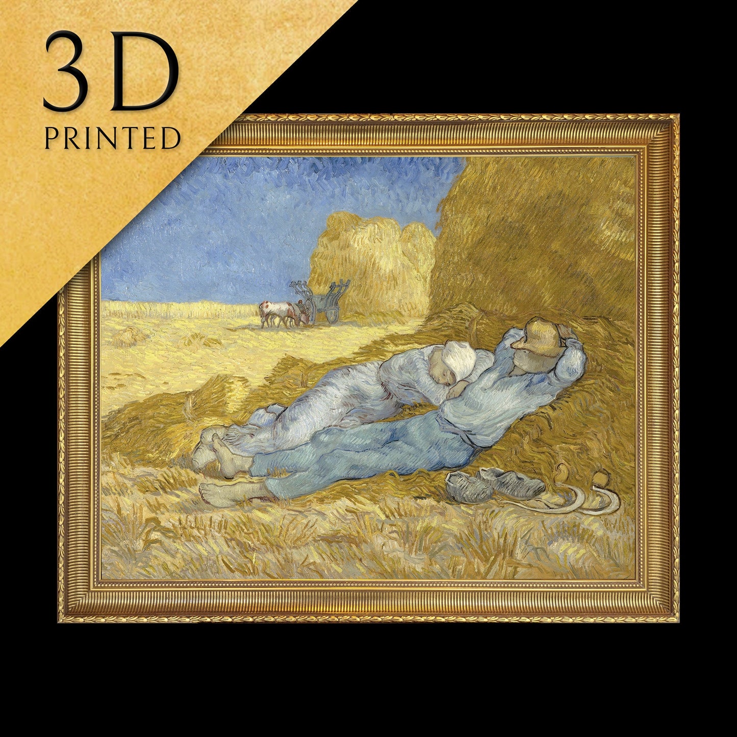 The Siesta by Vincent Van Gogh, 3d Printed with texture and brush strokes looks like original oil painting.