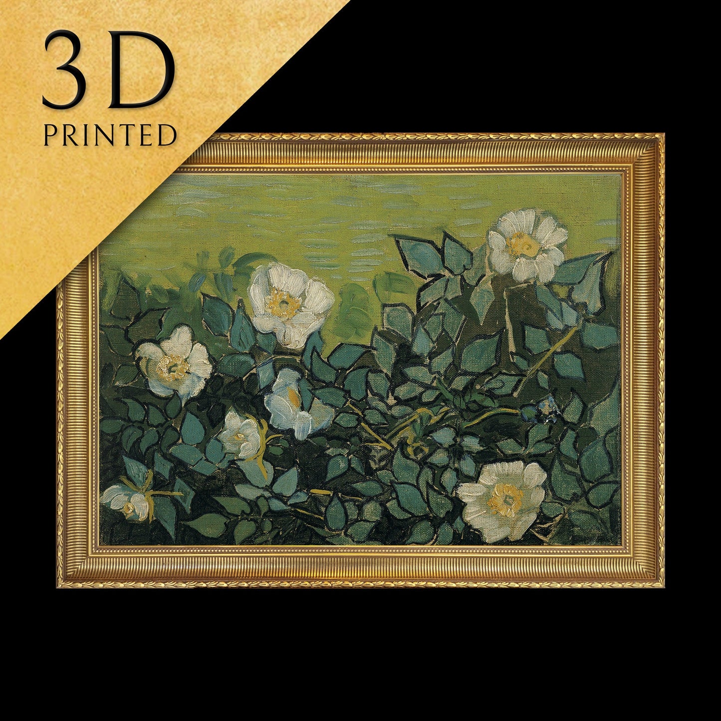 Wild Roses by Vincent Van Gogh, 3d Printed with texture and brush strokes looks like original oil painting.