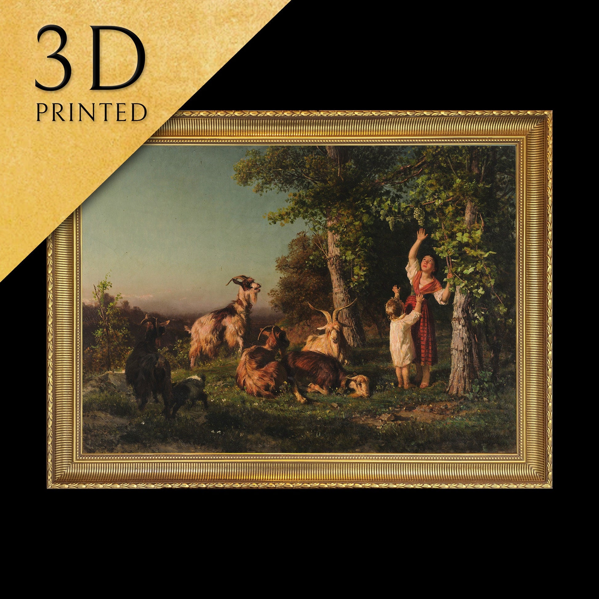 Tramonto by Filippo Palizzi, 3d Printed with texture and brush strokes looks like original oil painting.