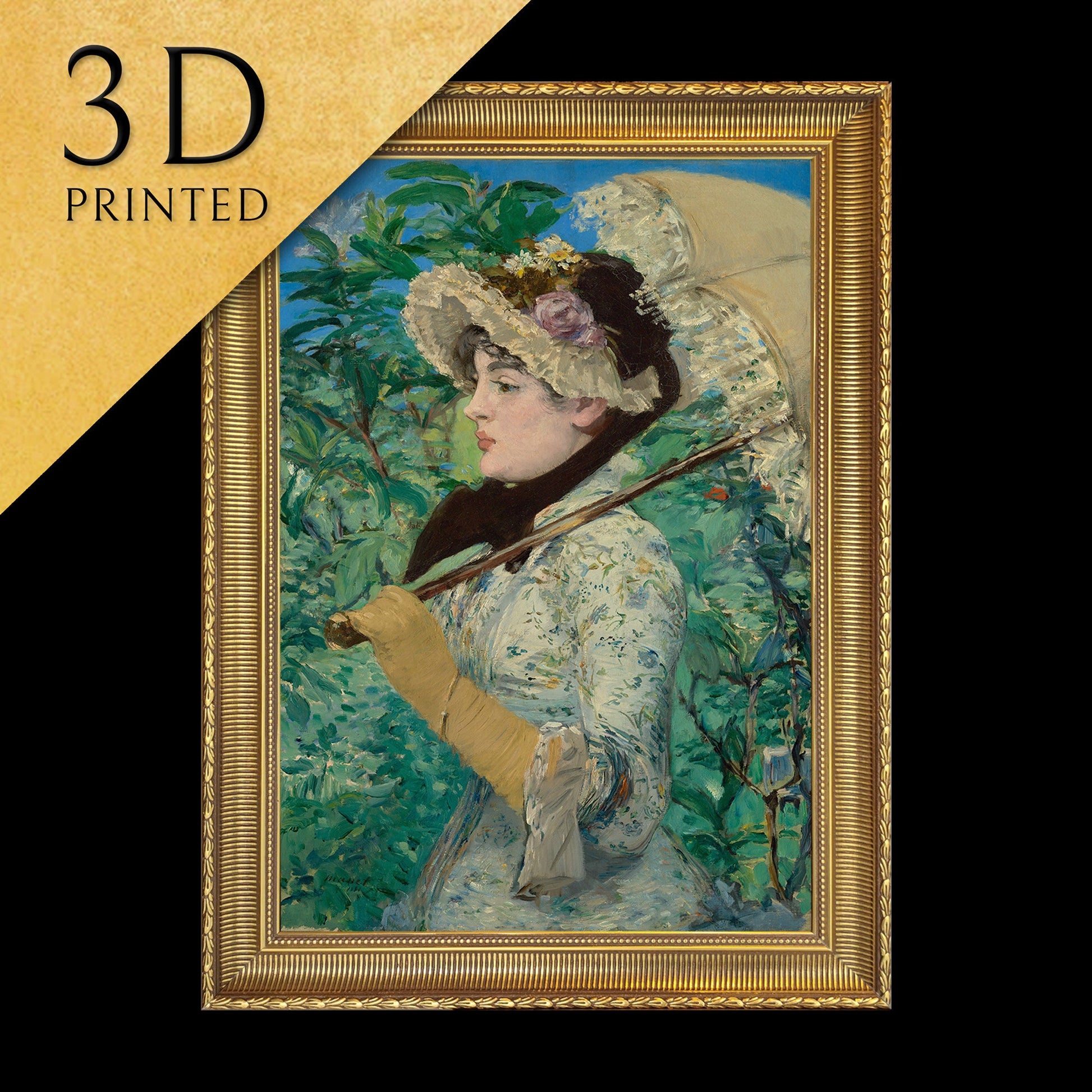 Jeanne Spring by Edouard Manet, 3d Printed with texture and brush strokes looks like original oil painting