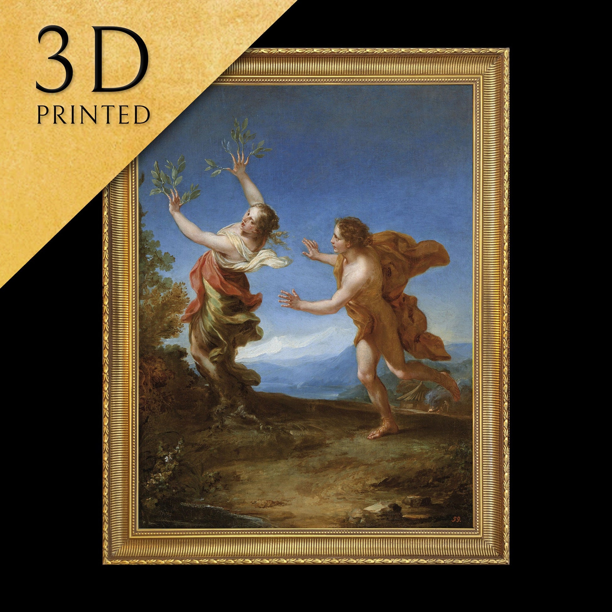 Apollo and Daphne by Benedetto Luti, 3d Printed with texture and brush strokes looks like original oil painting.