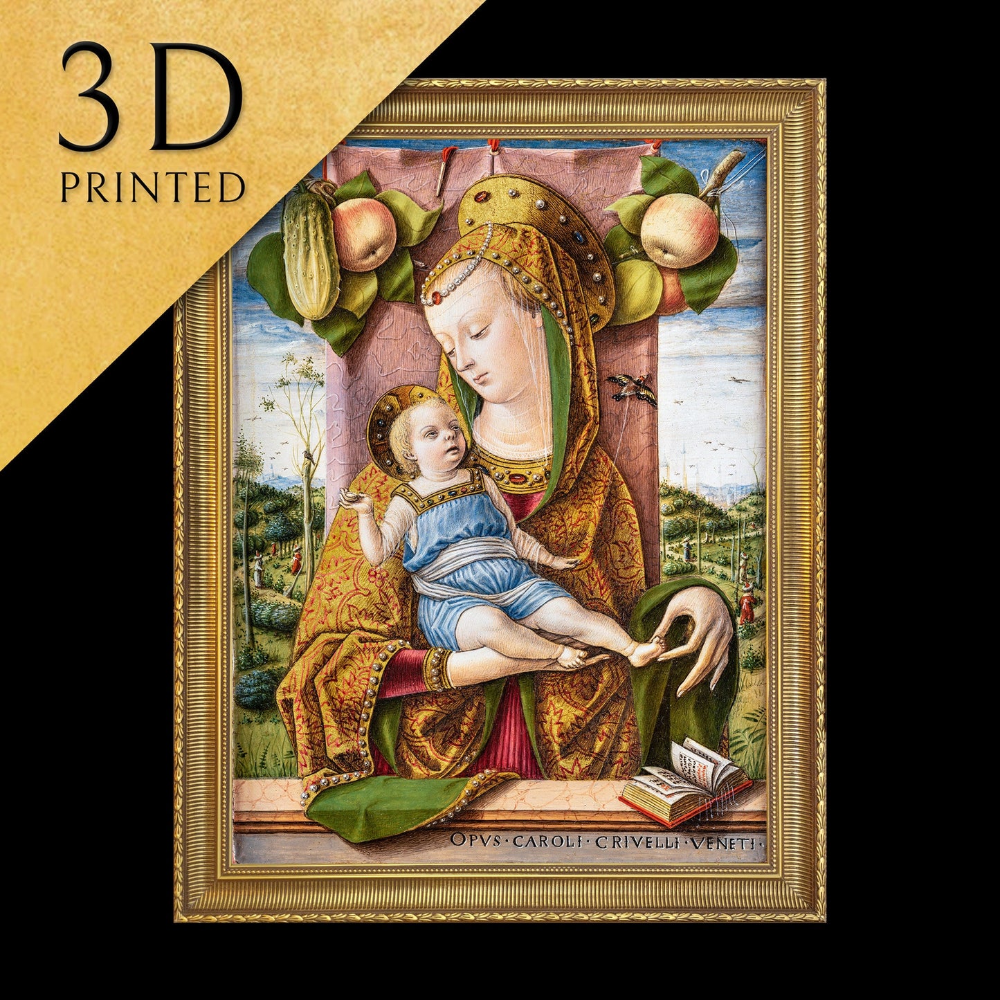 Madonna Col Bambino by Carlo Crivelli Ancona, 3d Printed with texture and brush strokes looks like original oilpainting.