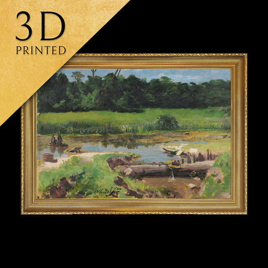 Paisagem Fluvial by Jose Ferraz de Almeida Junior, 3d Printed with texture and brush strokes looks like original oil painting.