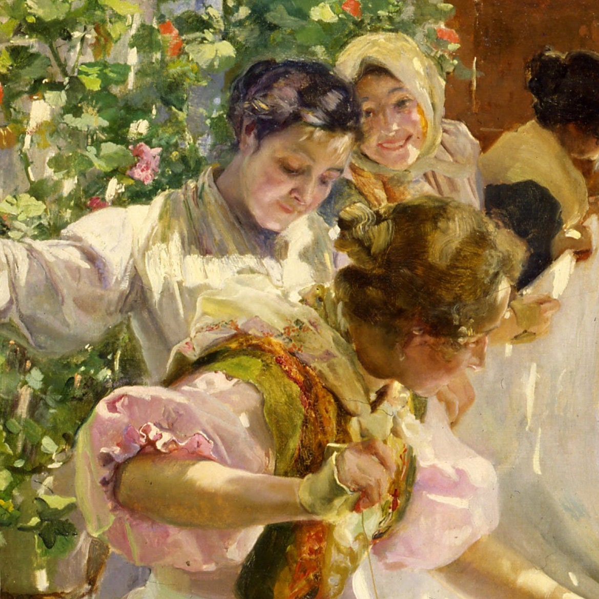Joaquin Sorolla: Sewing the Sail - 3D Textured Art Print