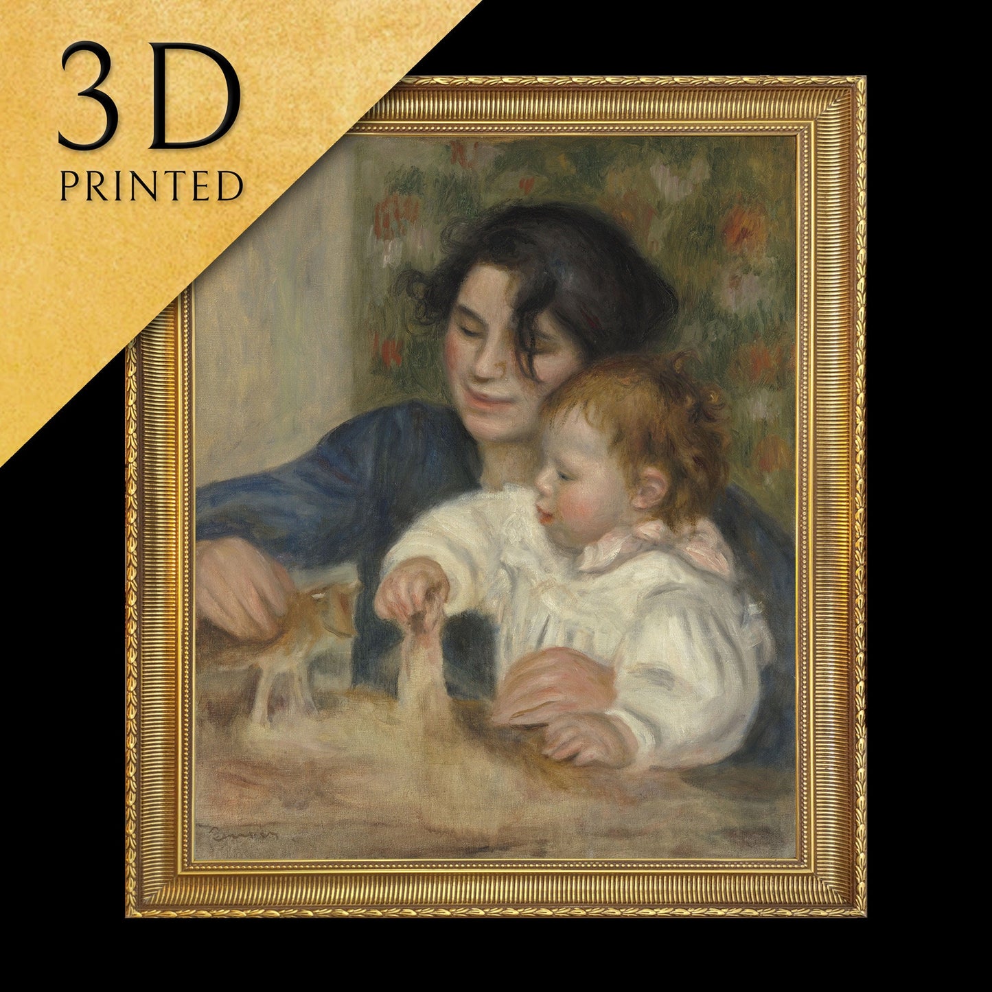 Gabrielle and Jean by Pierre Auguste Renoir, 3d Printed with texture and brush strokes looks like original oil painting.