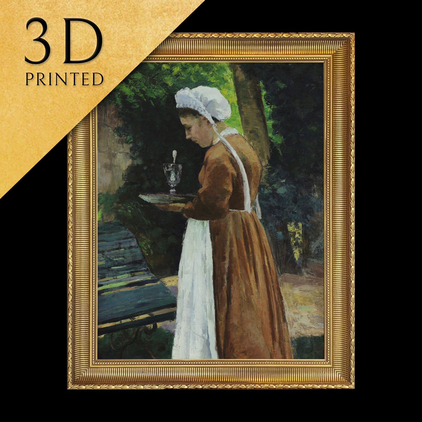 The Maidservant by Camille Pissarro, 3d Printed with texture and brush strokes looks like original oil painting.