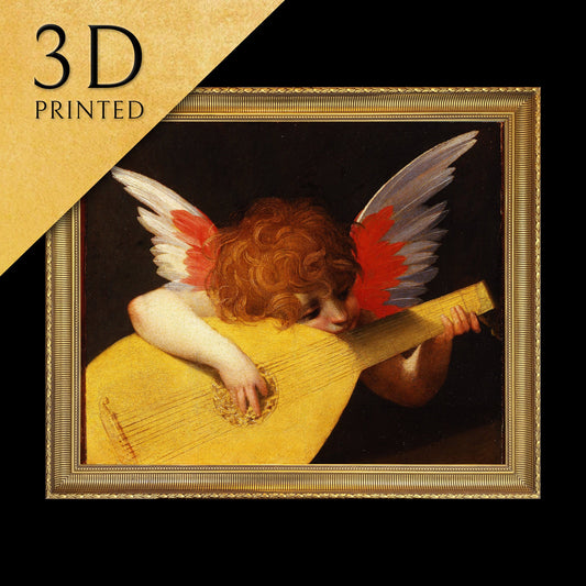 Musical Angel by Rosso Fiorentino, 3d Printed with texture and brush strokes looks like original oil painting.