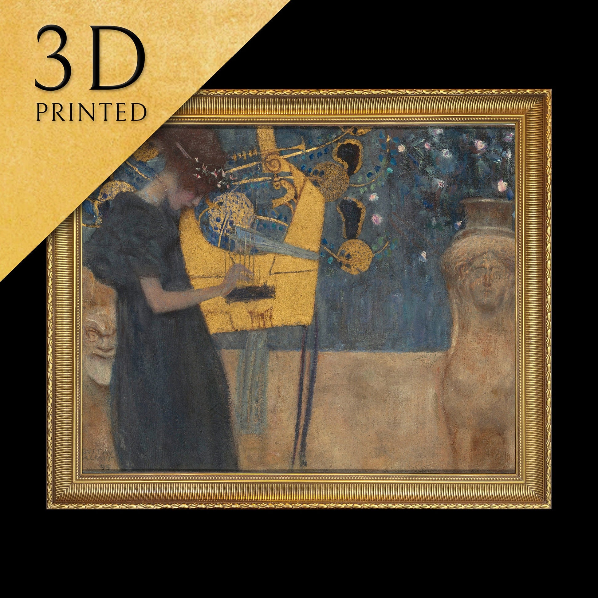 Music by Gustav Klimt, 3d Printed with texture and brush strokes looks like original oil painting.