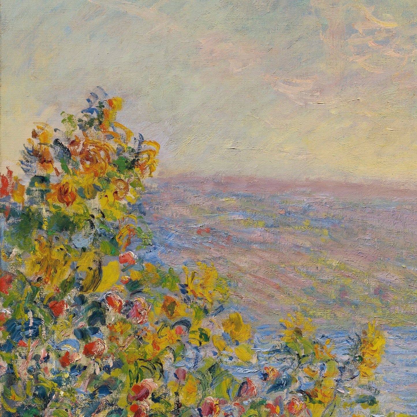 Flower Beds at Vetheuil by Claude Monet, 3d Printed with texture and brush strokes looks like original oil painting.