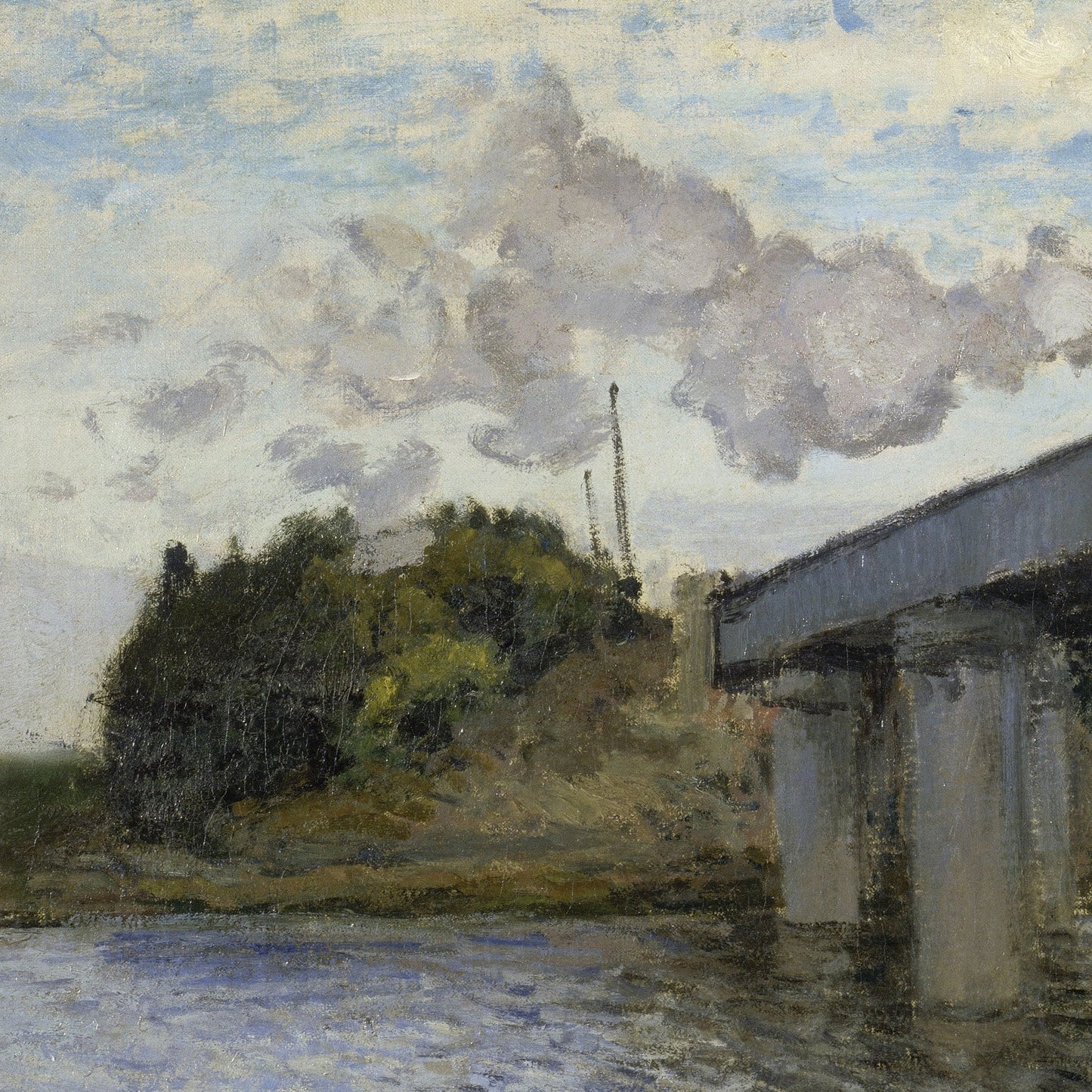 The Railroad bridge in Argenteuil by Claude Monet, 3d Printed with texture and brush strokes looks like original oil painting.