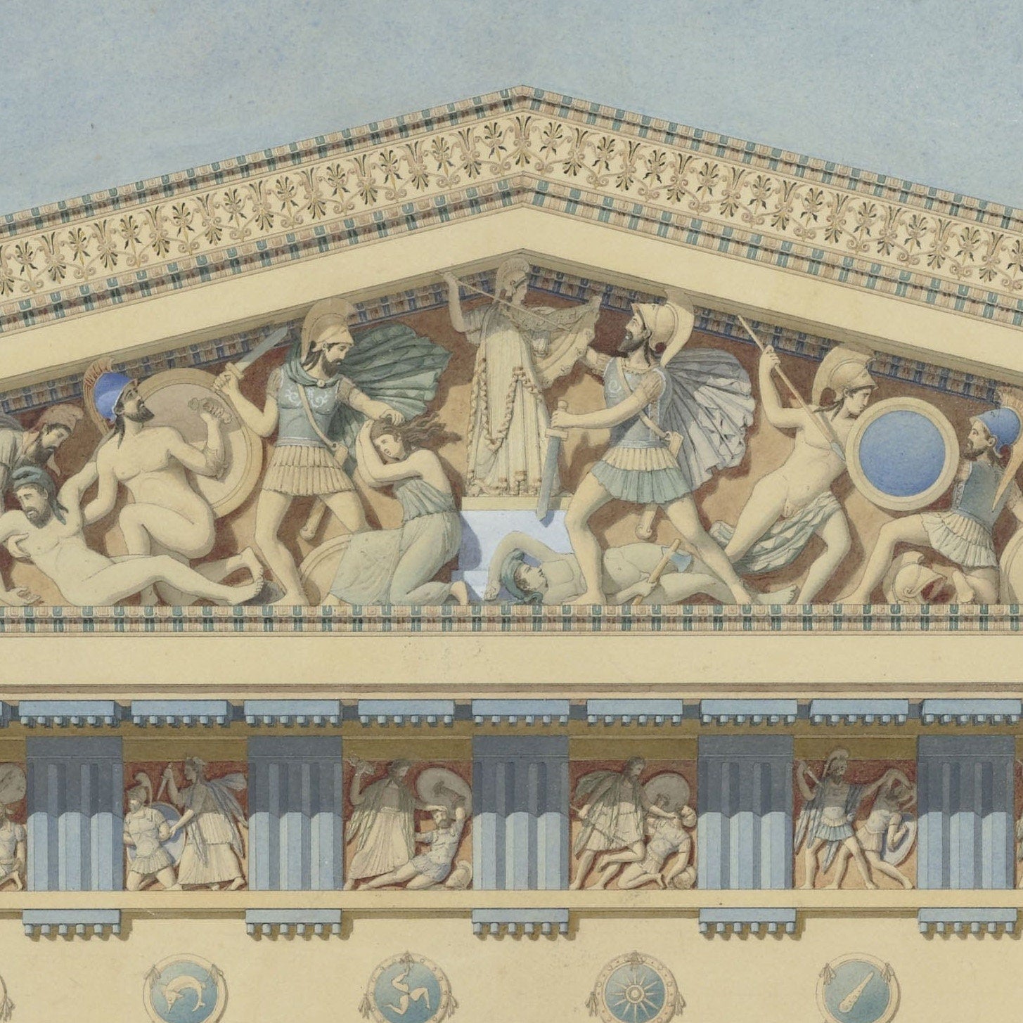Temple T at Selinunte Print: Jacques Ignace Hittorff, 3D Textured Art