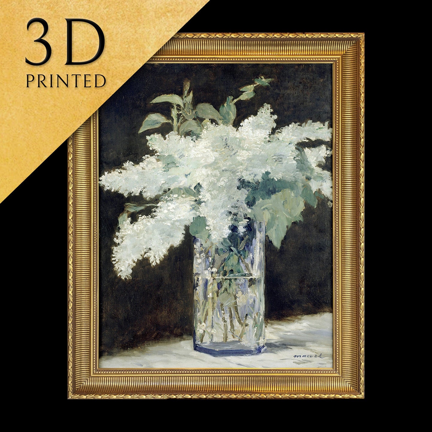 White Lilac by Edouard Manet, 3d Printed with texture and brush strokes looks like original oil painting.