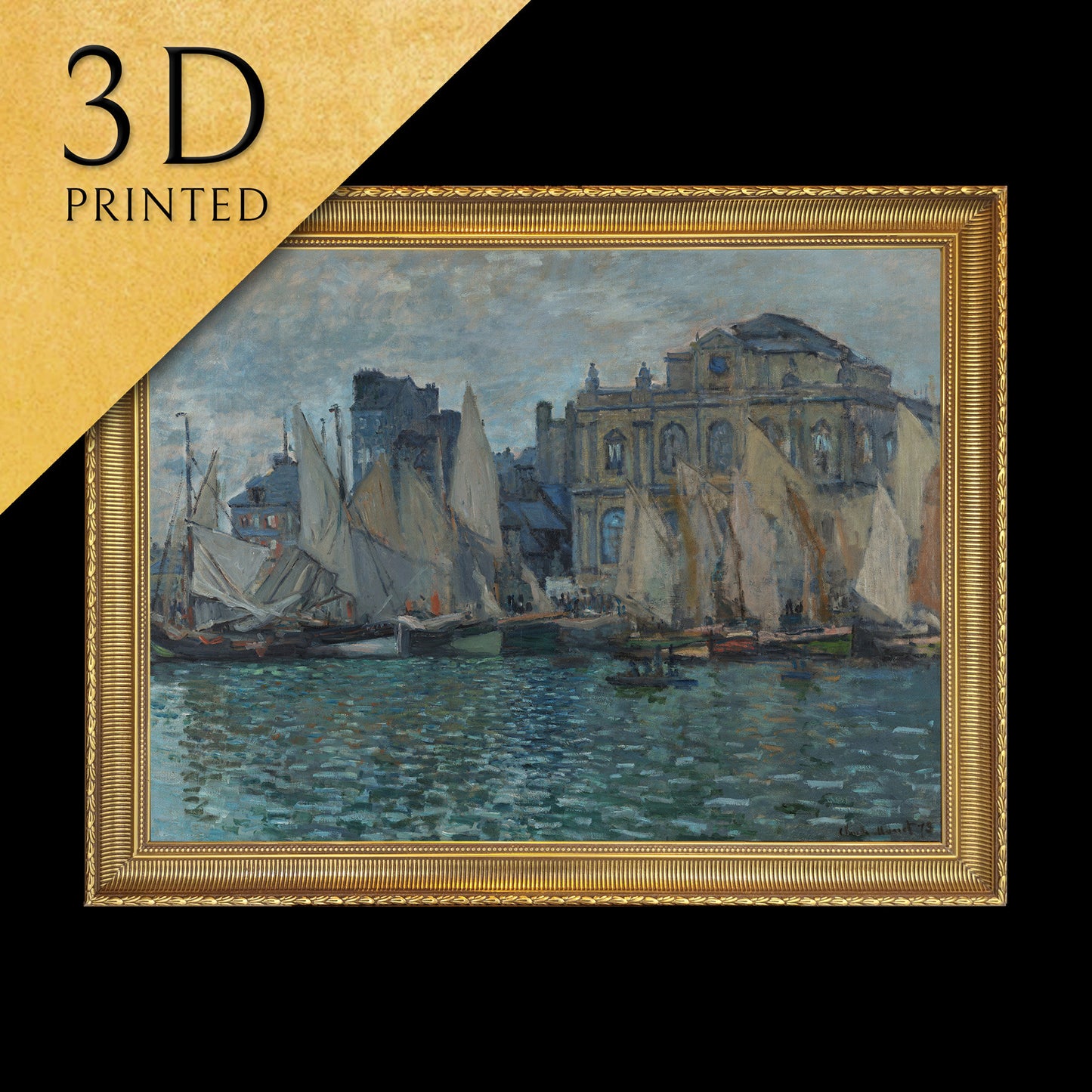 The Museum at Le Havre by Claude Monet, 3d Printed with texture and brush strokes looks like original oil painting.