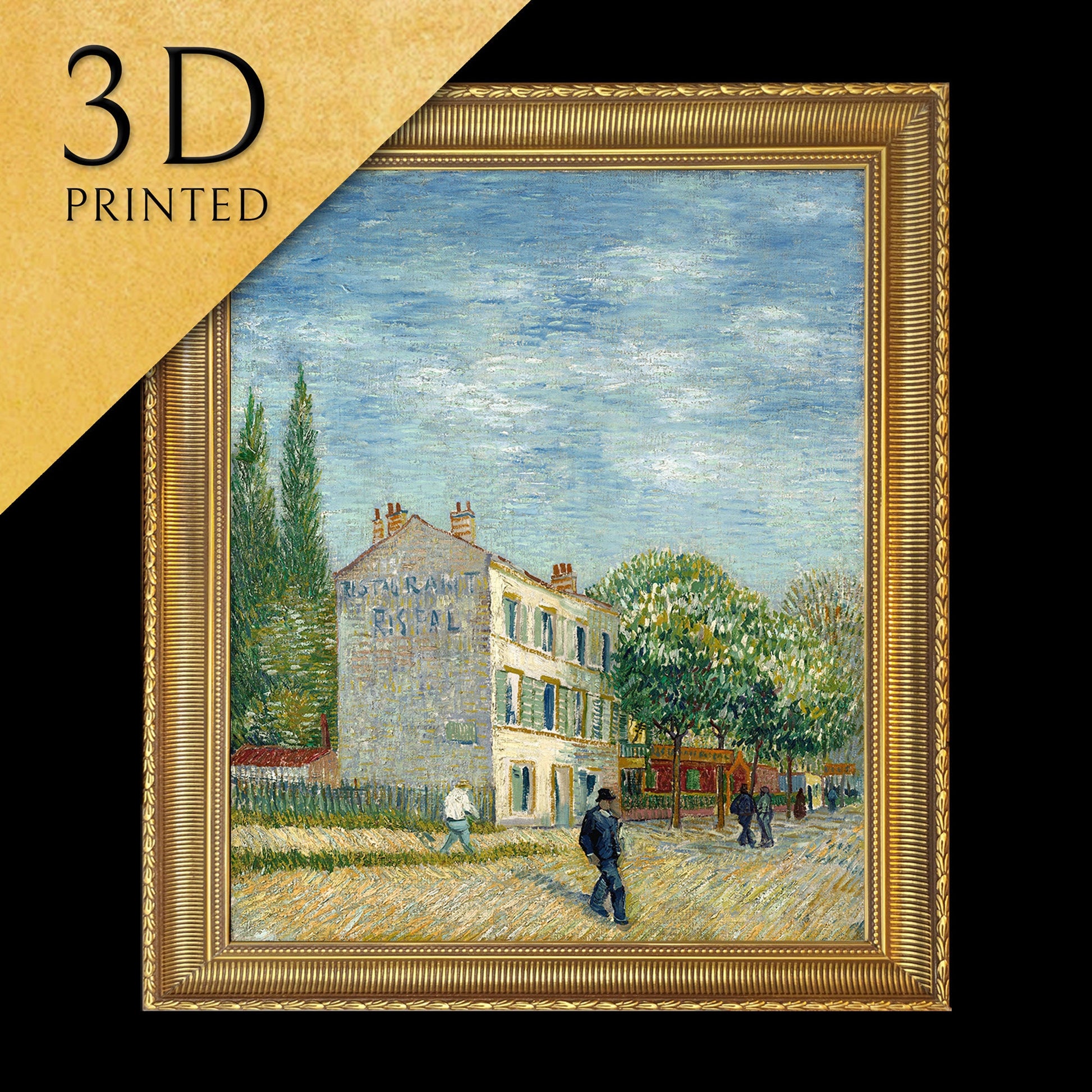 Restaurant Rispal at Asnieres by Vincent Van Gogh, 3d Printed with texture and brush strokes looks like original oil painting.