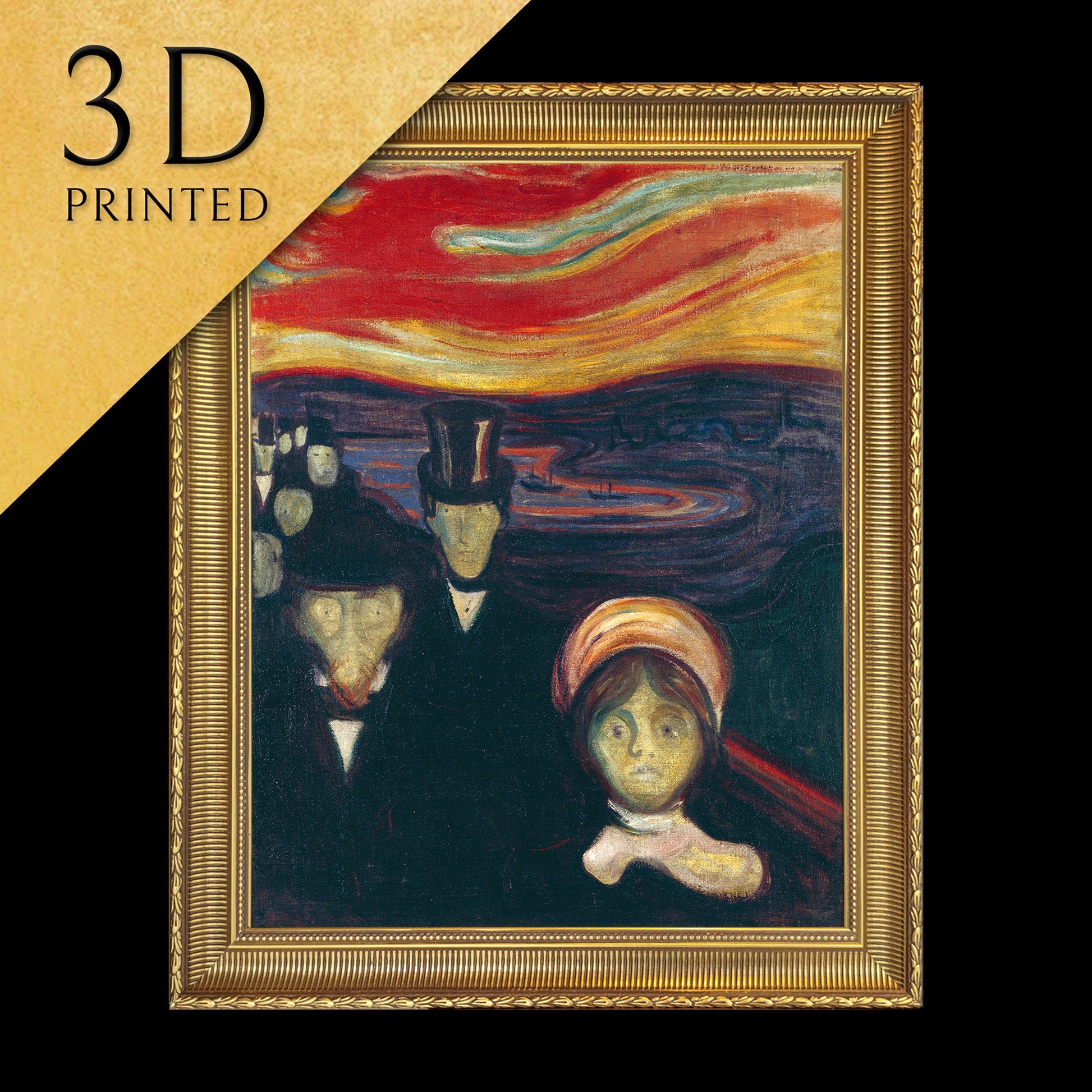 Anxiety by Edvard Munch, 3d Printed with texture and brush strokes looks like original oil painting.