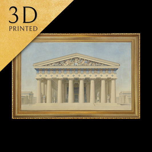 Temple T at Selinunte by Jacques Ignace Hittorff, 3d Printed with texture and brush strokes looks like original oil painting.