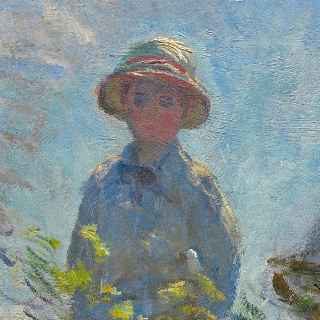 Woman with a Parasol by Claude Monet, 3d Printed with texture and brush strokes looks like original oil painting