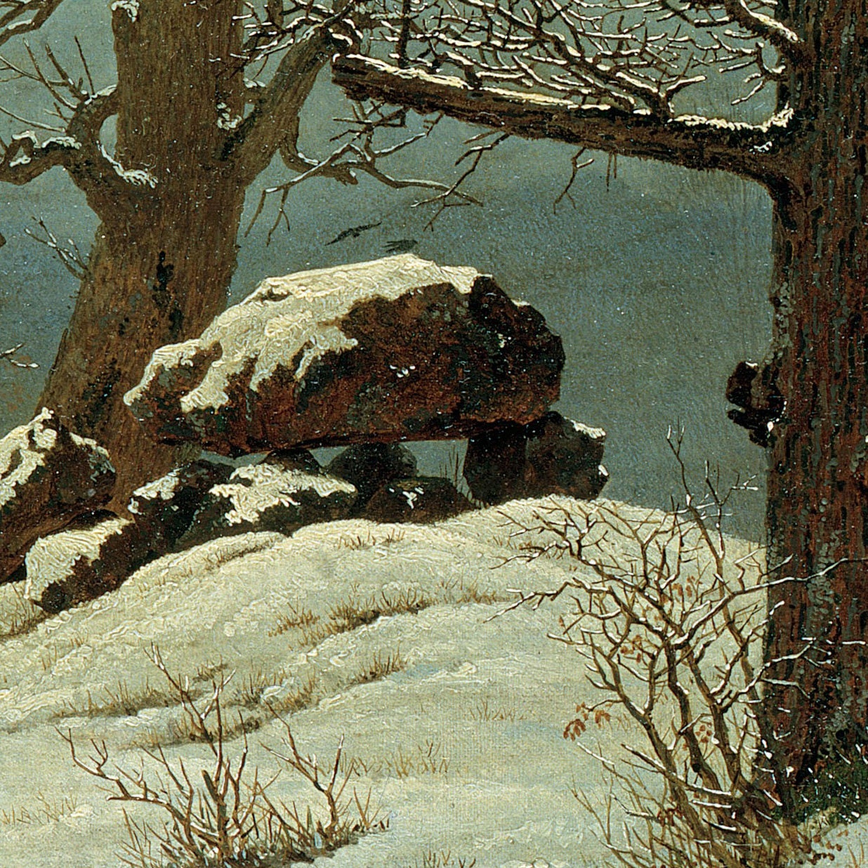 Cairn in Snow by Caspar David Friedrich, 3d Printed with texture and brush strokes looks like original oil painting