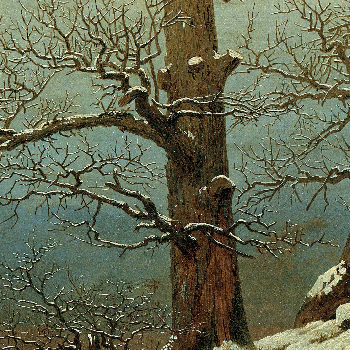 Cairn in Snow by Caspar David Friedrich, 3d Printed with texture and brush strokes looks like original oil painting