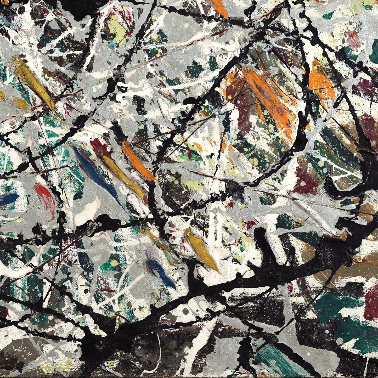 Jackson Pollock Watery Paths 3D Textured Print: Abstract Expressionism