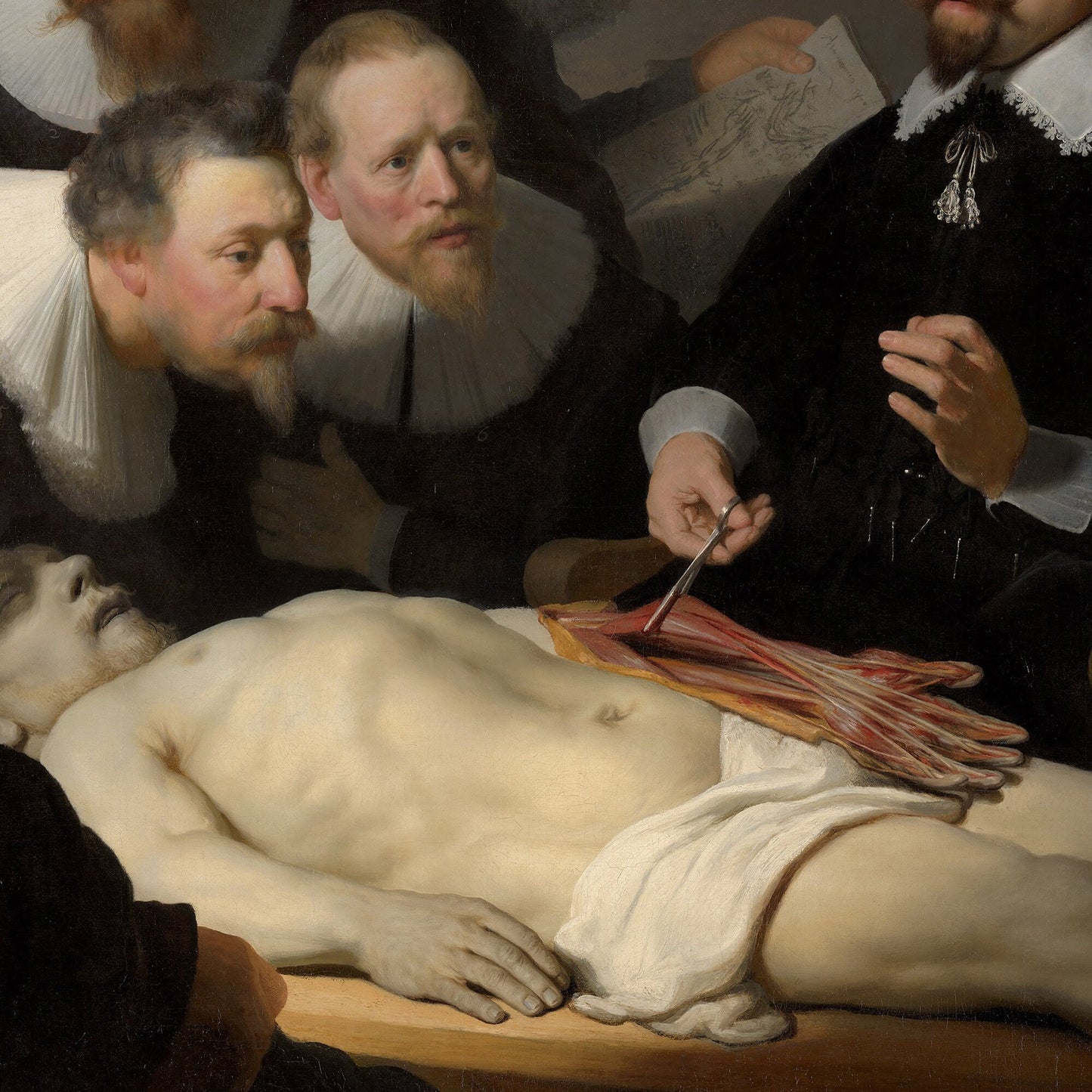 The Anatomy Lesson of Dr Nicolaes Tulp by Rembrandt, 3d Printed with texture and brush strokes looks like original oil painting