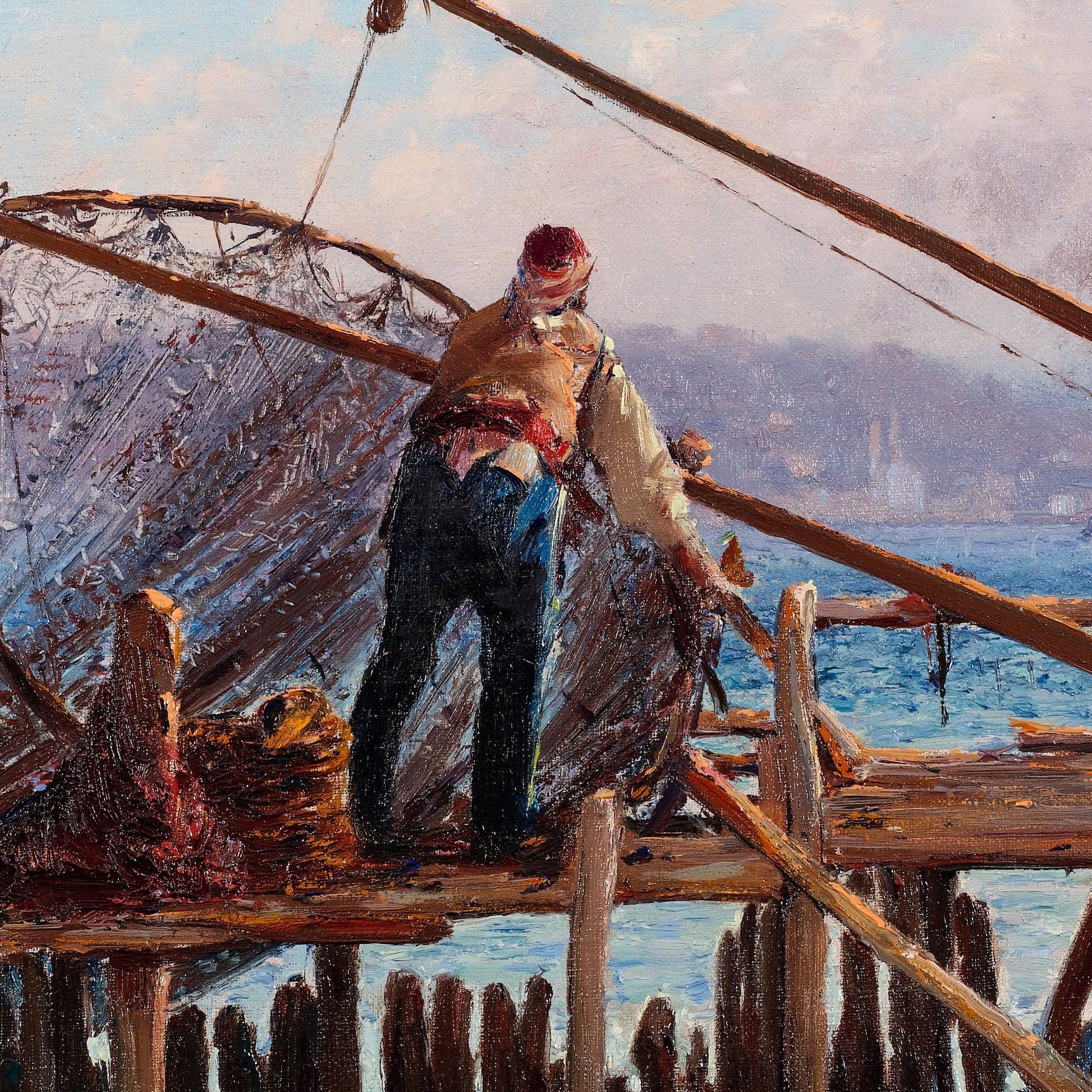 Fausto Zonaro Fishermen Print: 3D Textured Oil Painting Reproduction