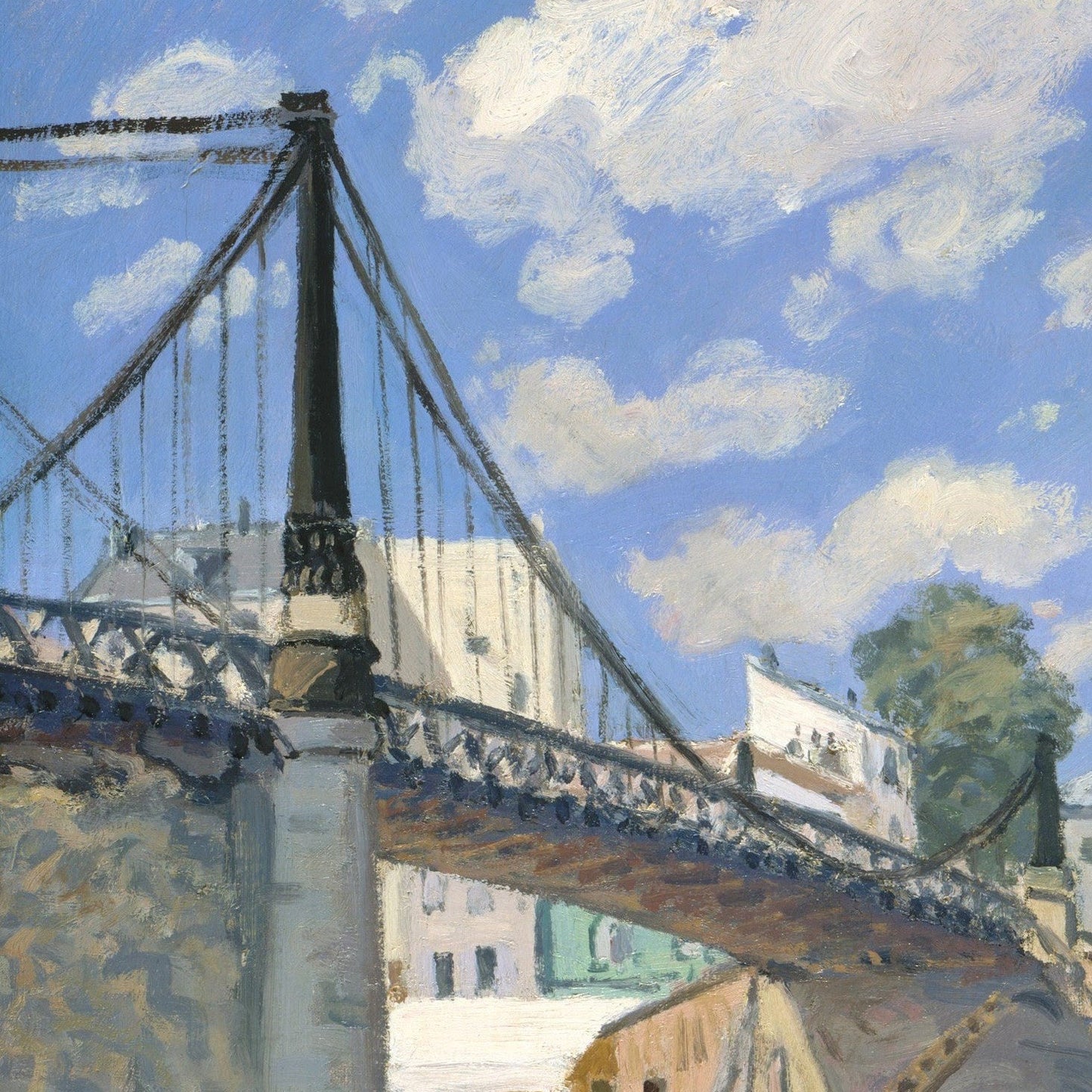 The Bridge at Villeneuve la Garenne by Alfred Sisley, 3d Printed with texture and brush strokes looks like original oil painting