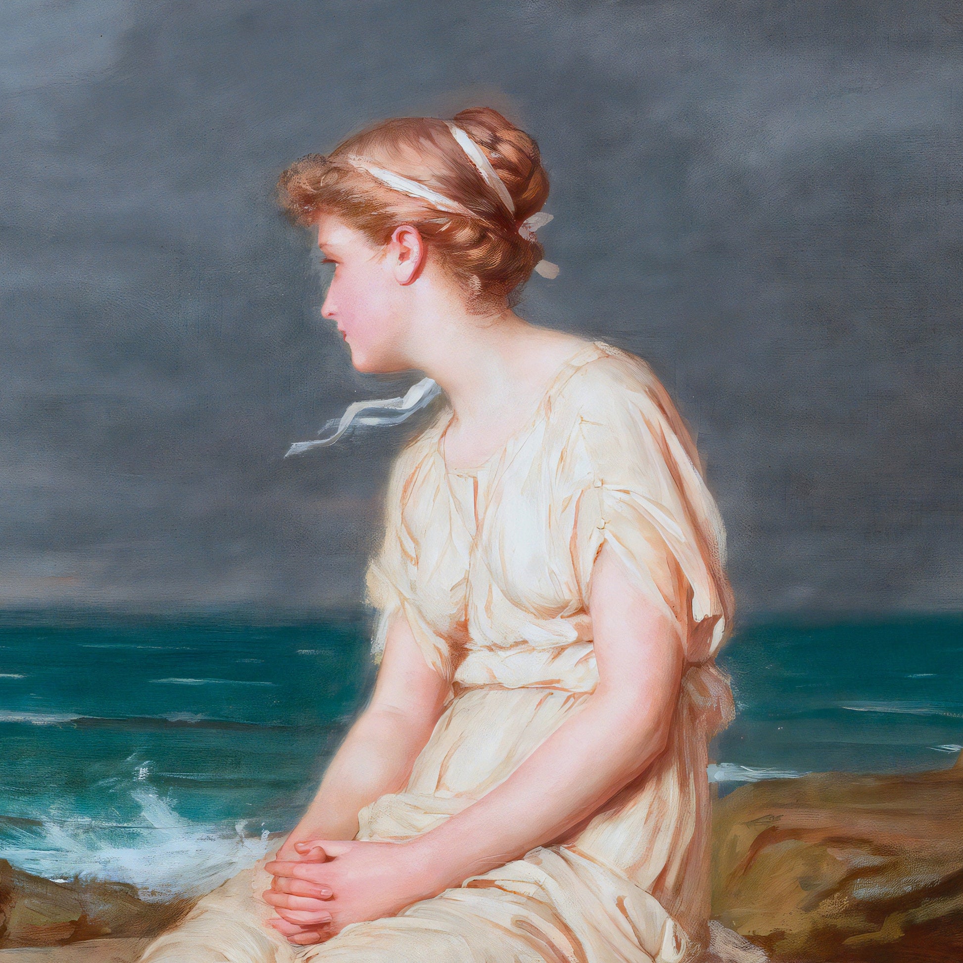 Miranda by Waterhouse: 3D Textured Print, Looks Like Original Oil Painting