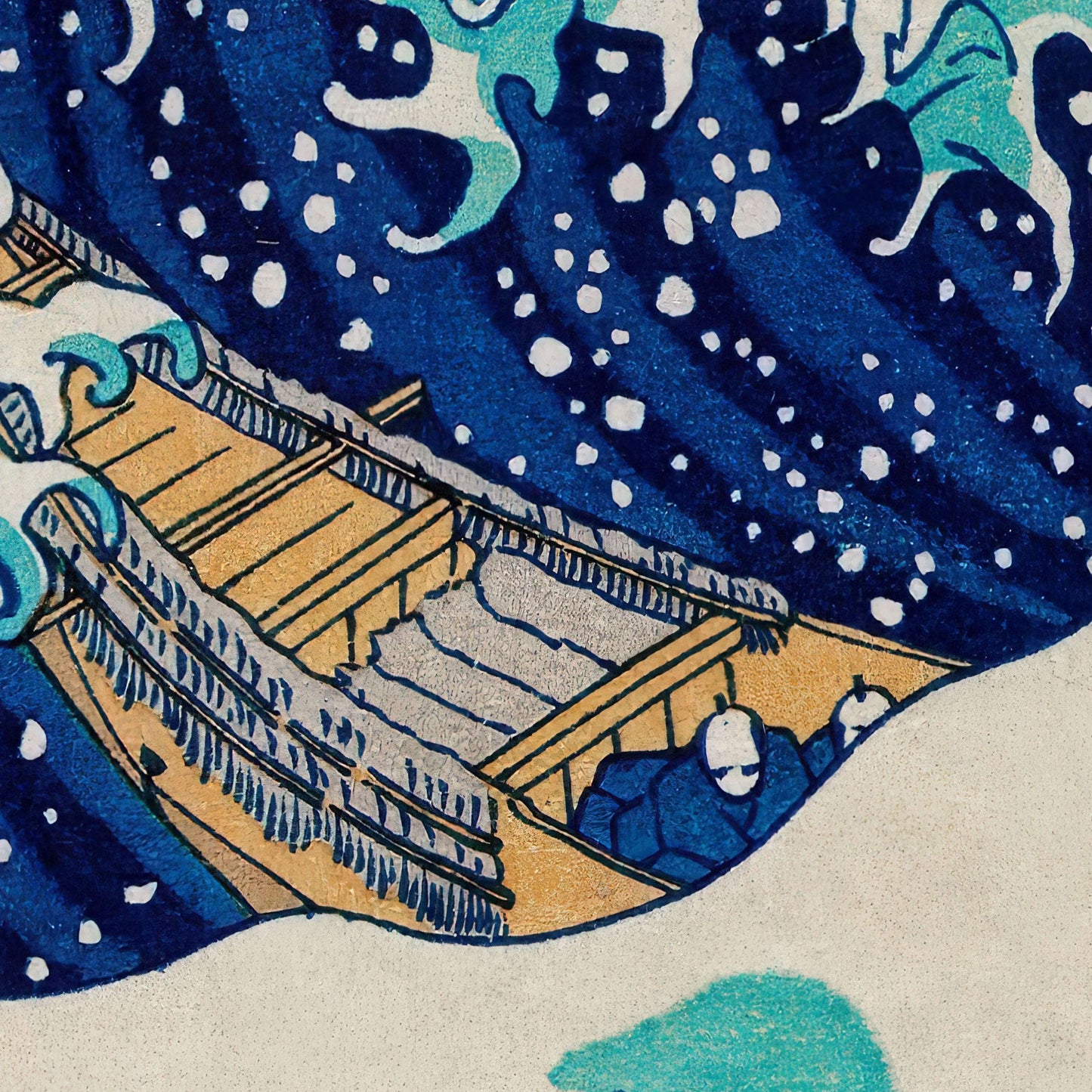 Hokusai Great Wave Print, Textured 3D Art, Kanagawa Oki Nami Ura