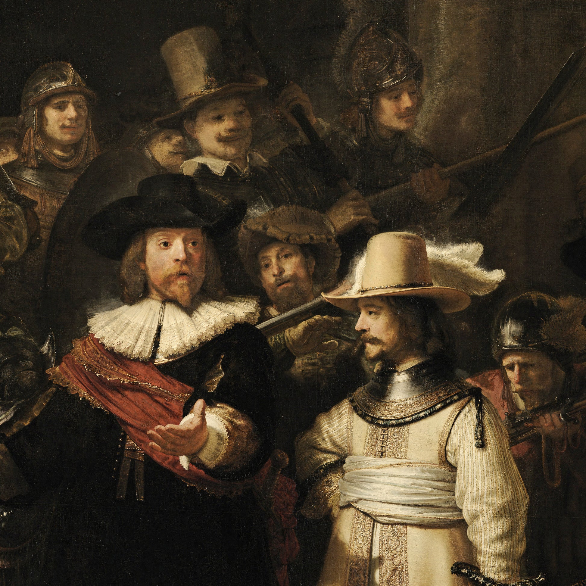 The Night Watch with Alpilles by Rembrant, 3d Printed with texture and brush strokes looks like original oil painting