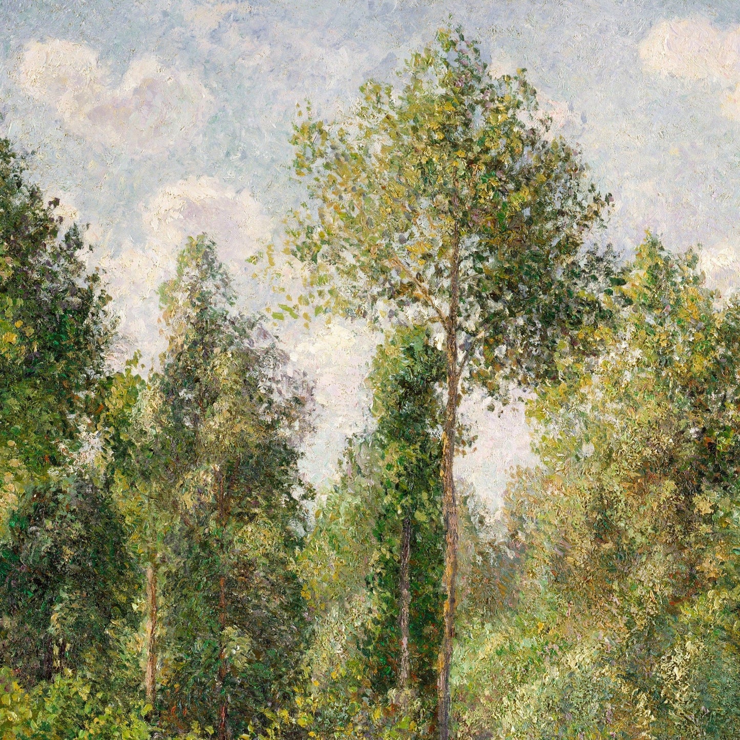 Pissarro Poplars Painting: 3D Textured Print, Eragny Landscape