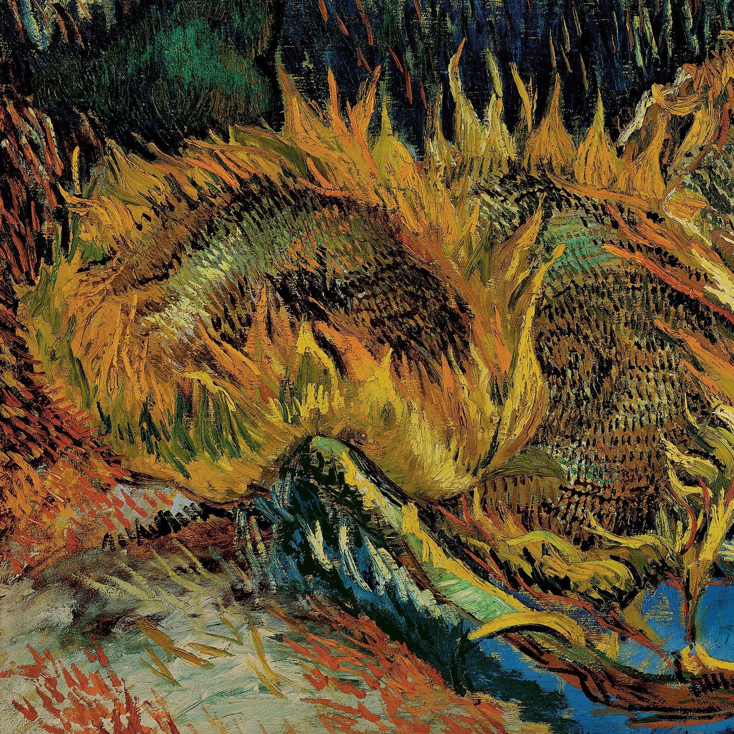 Van Gogh Sunflowers Print: 3D Textured Oil Painting Reproduction